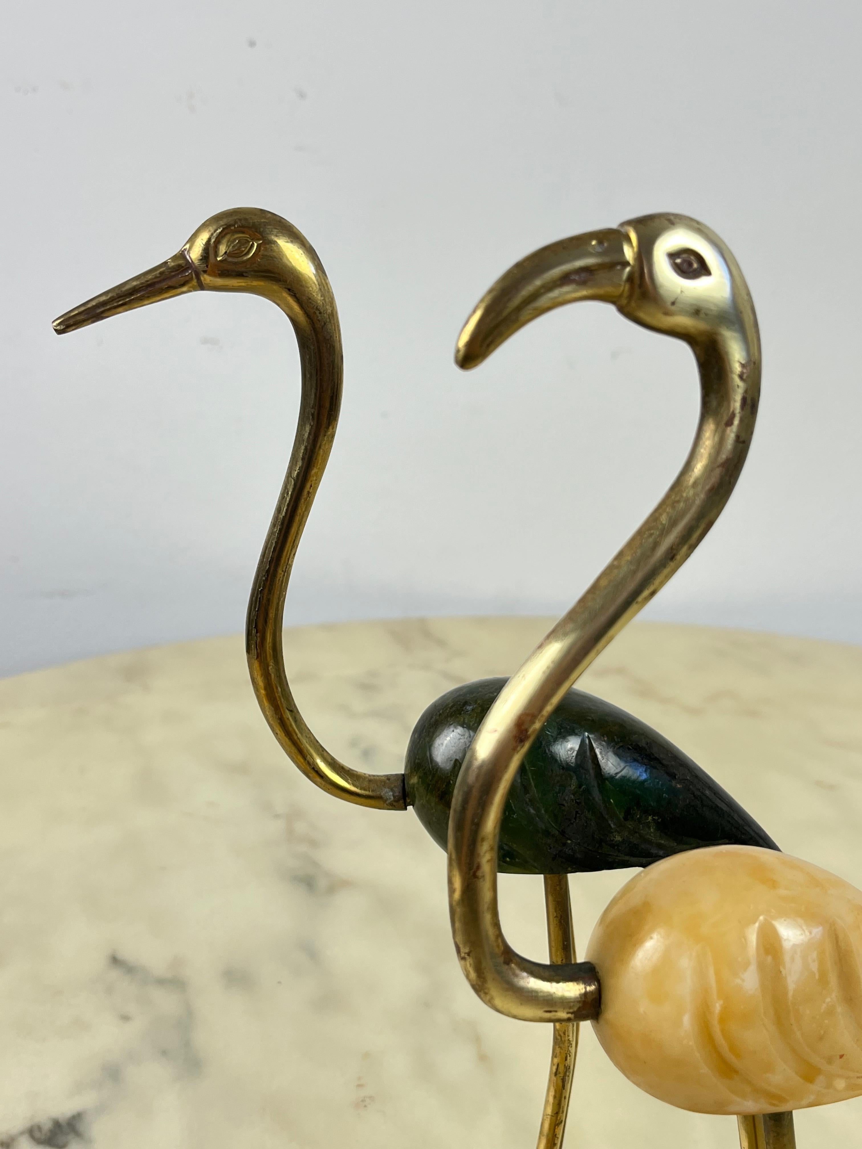 Flamingos aus Messing und Marmor, Italien, 1950er Jahre, Paar (Mitte des 20. Jahrhunderts)