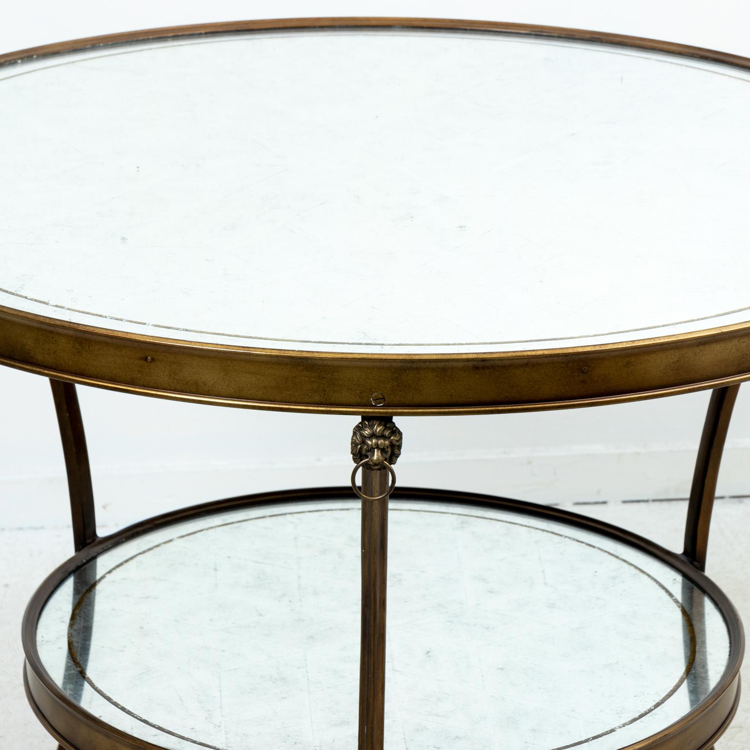 Pair of Brass and Marble Gueridon Side Tables For Sale 6