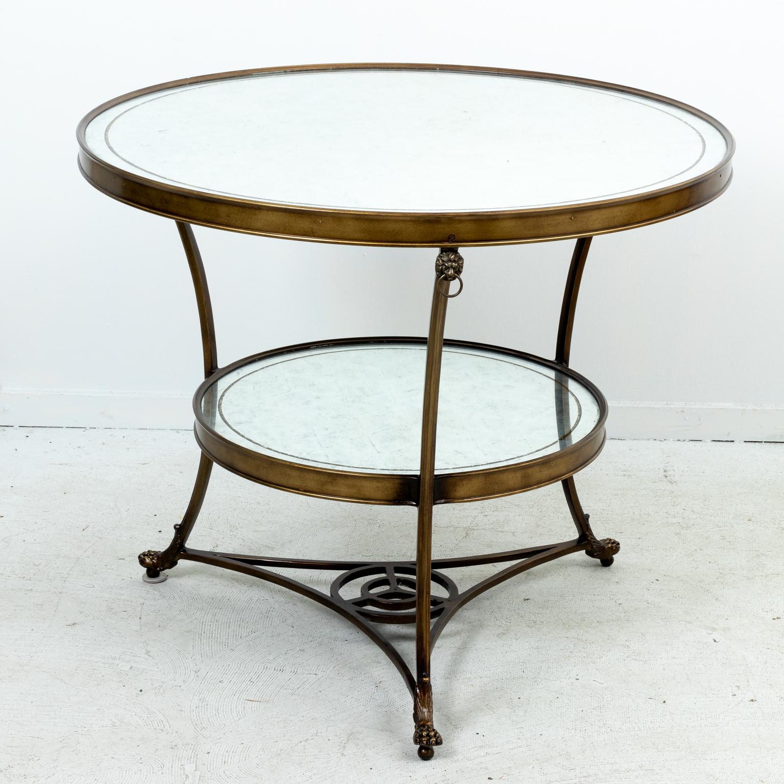 Pair of Brass and Marble Gueridon Side Tables For Sale 11