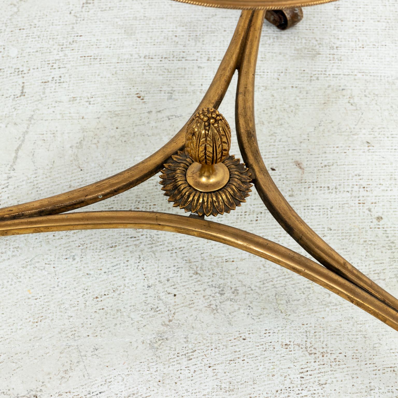 Pair of Brass and Marble Gueridon Side Tables For Sale 3