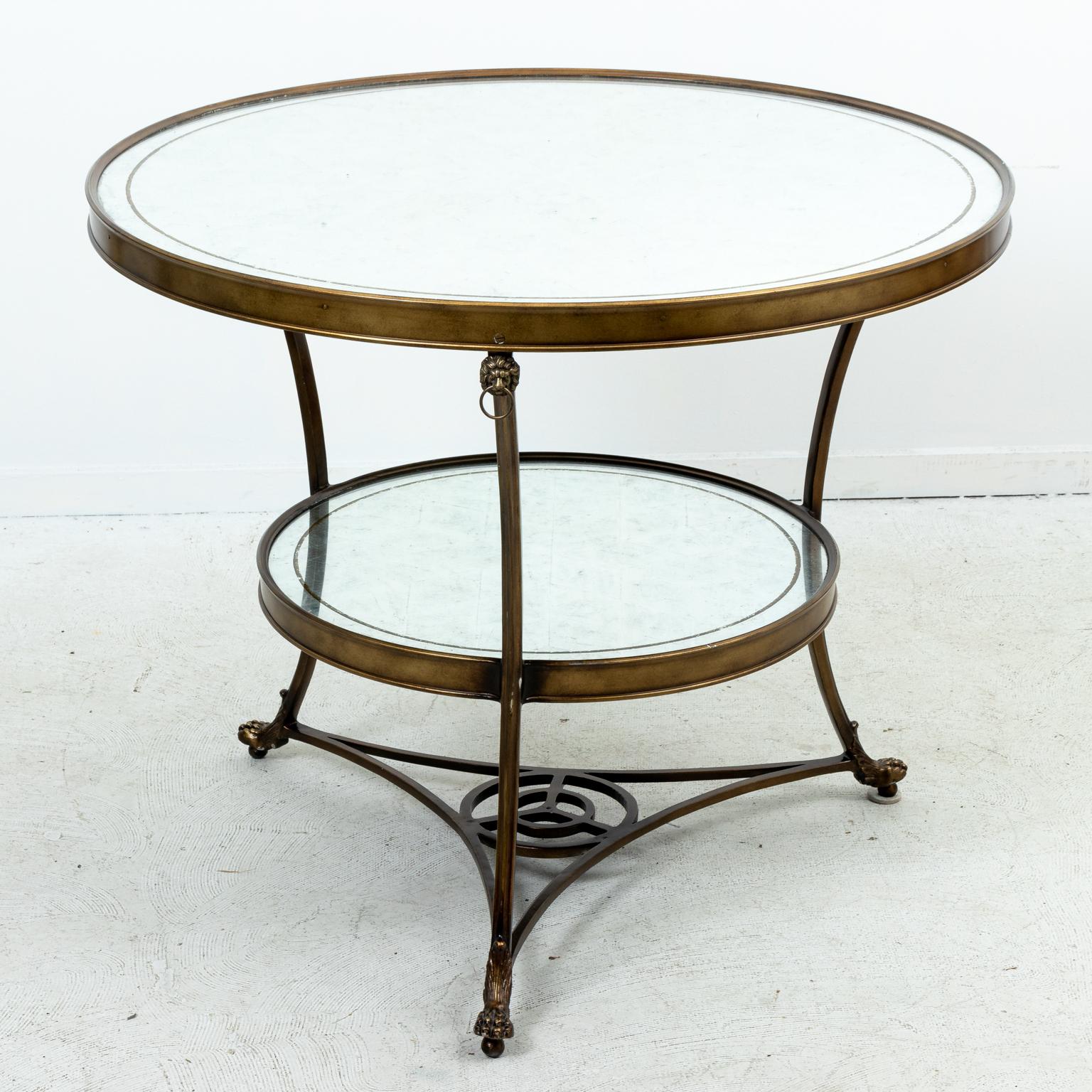 Pair of Brass and Marble Gueridon Side Tables For Sale 5