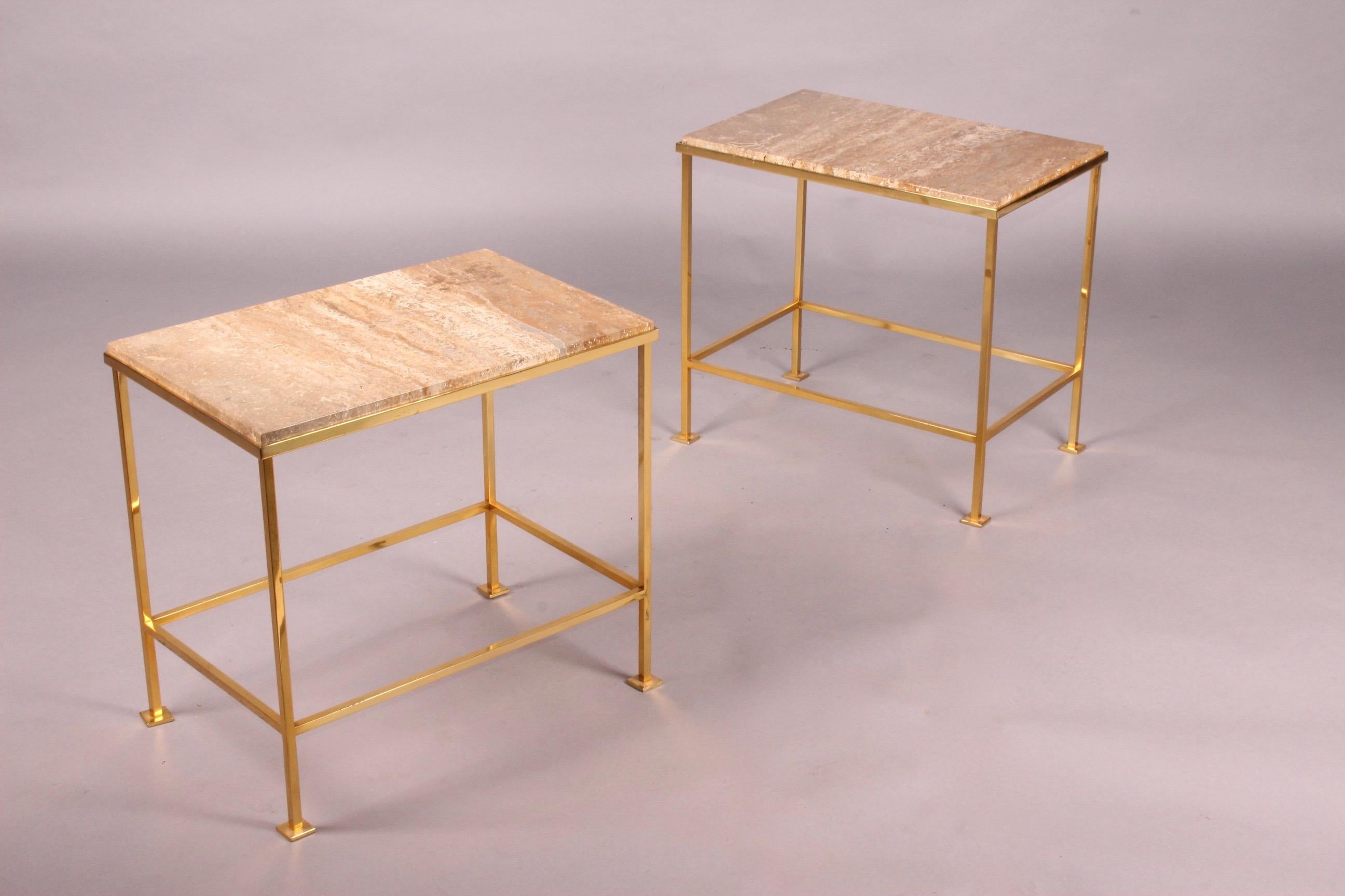 Pair of Brass and Marble Side Table 4