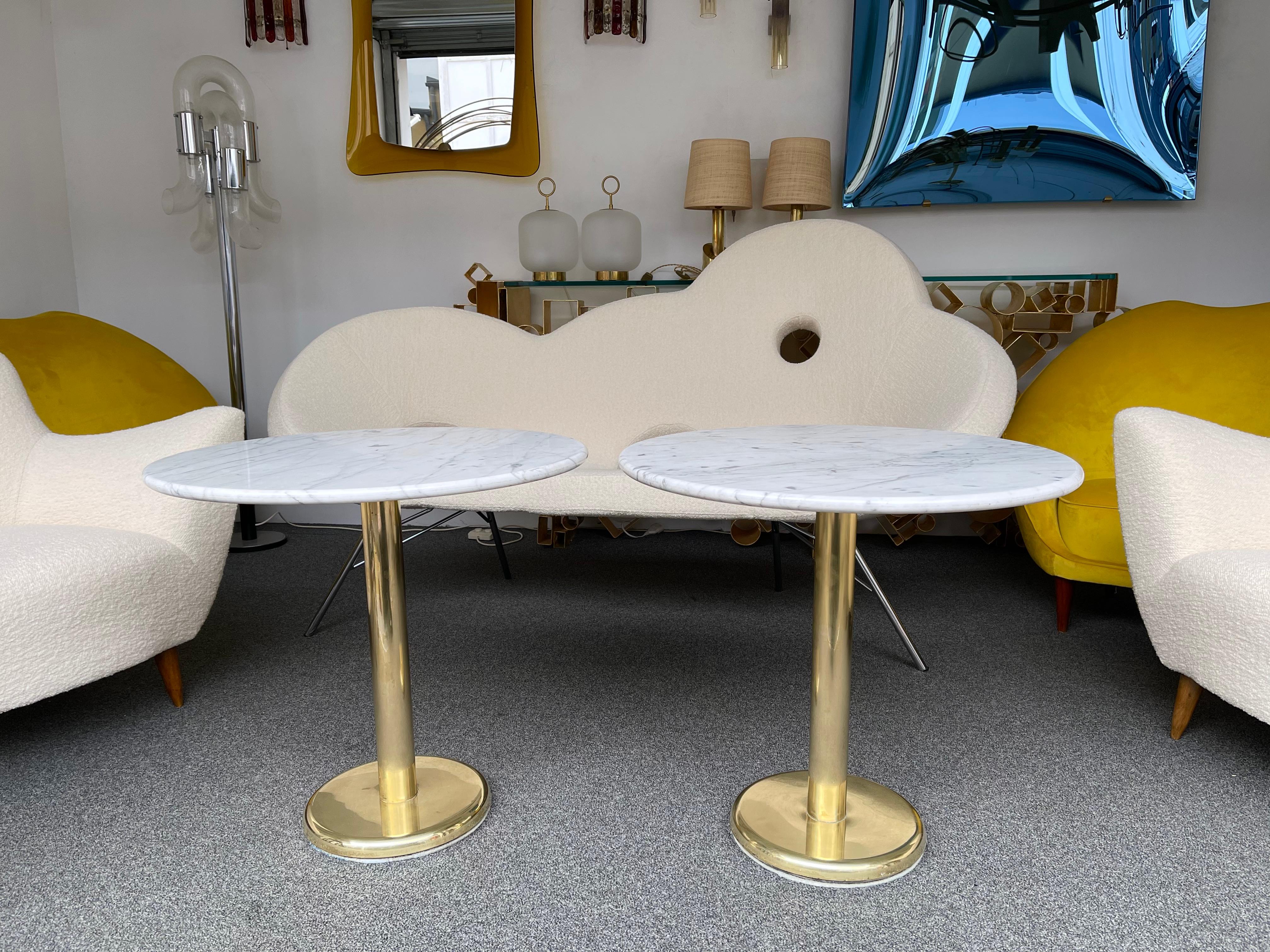 Pair of Brass and Marble Side Table, Italy, 1970s For Sale 7