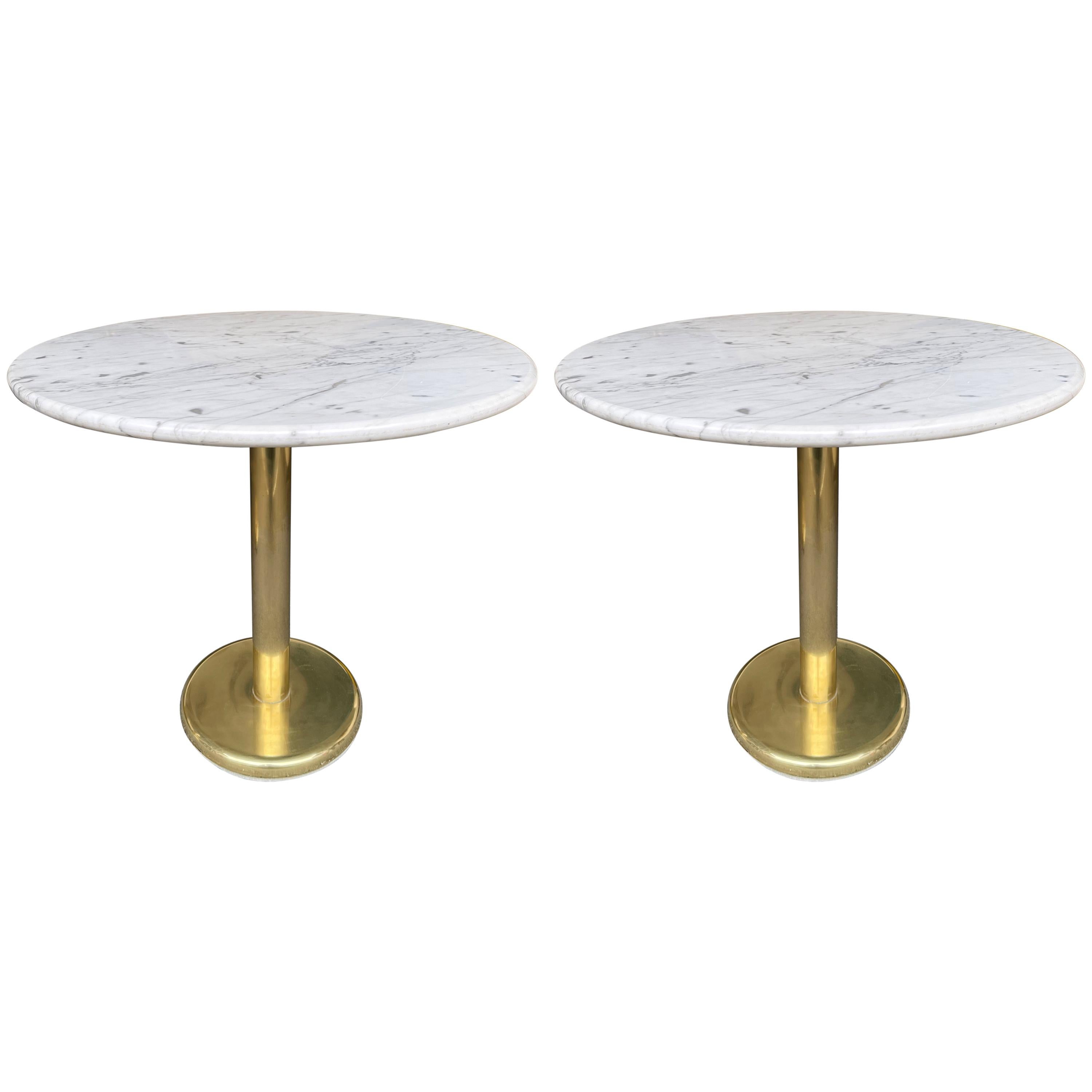 Pair of Brass and Marble Side Table, Italy, 1970s For Sale