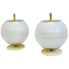 Pair of Brass and Marble Table Lamps from Galassia, 1964, Italy