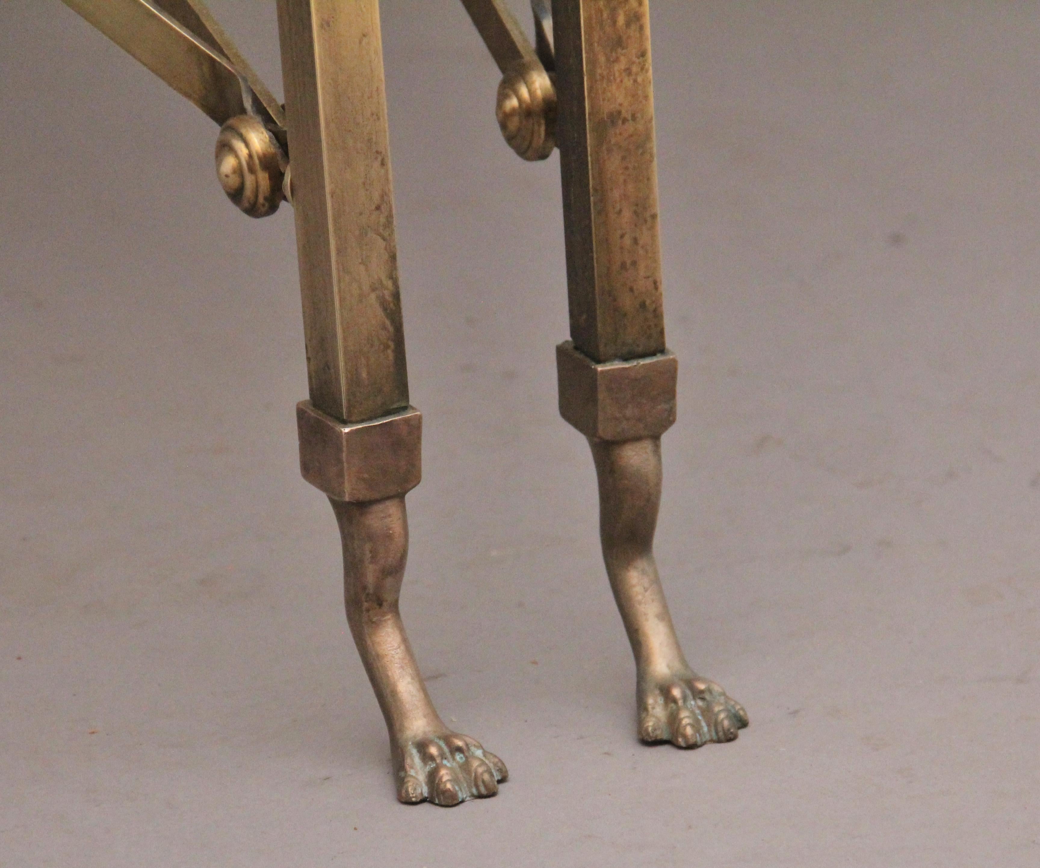 Pair of brass and marble top console tables For Sale 5