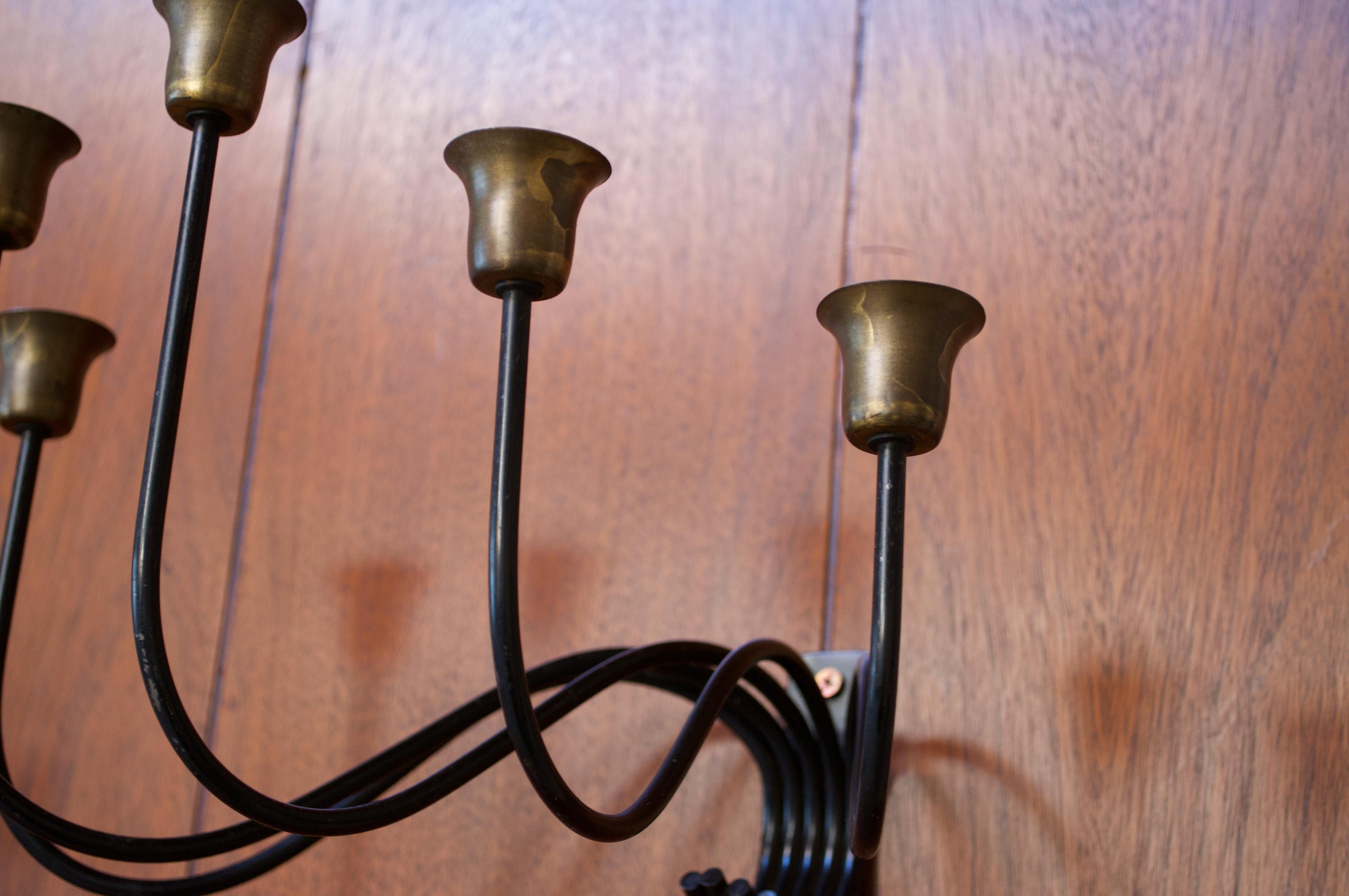 Pair of Brass and Metal Danish Candle Sconces by Svend Aage Holm Sørensen 3