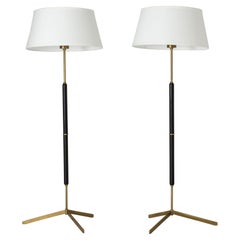 Pair of Brass and Metal Floor Lamps from Bergboms