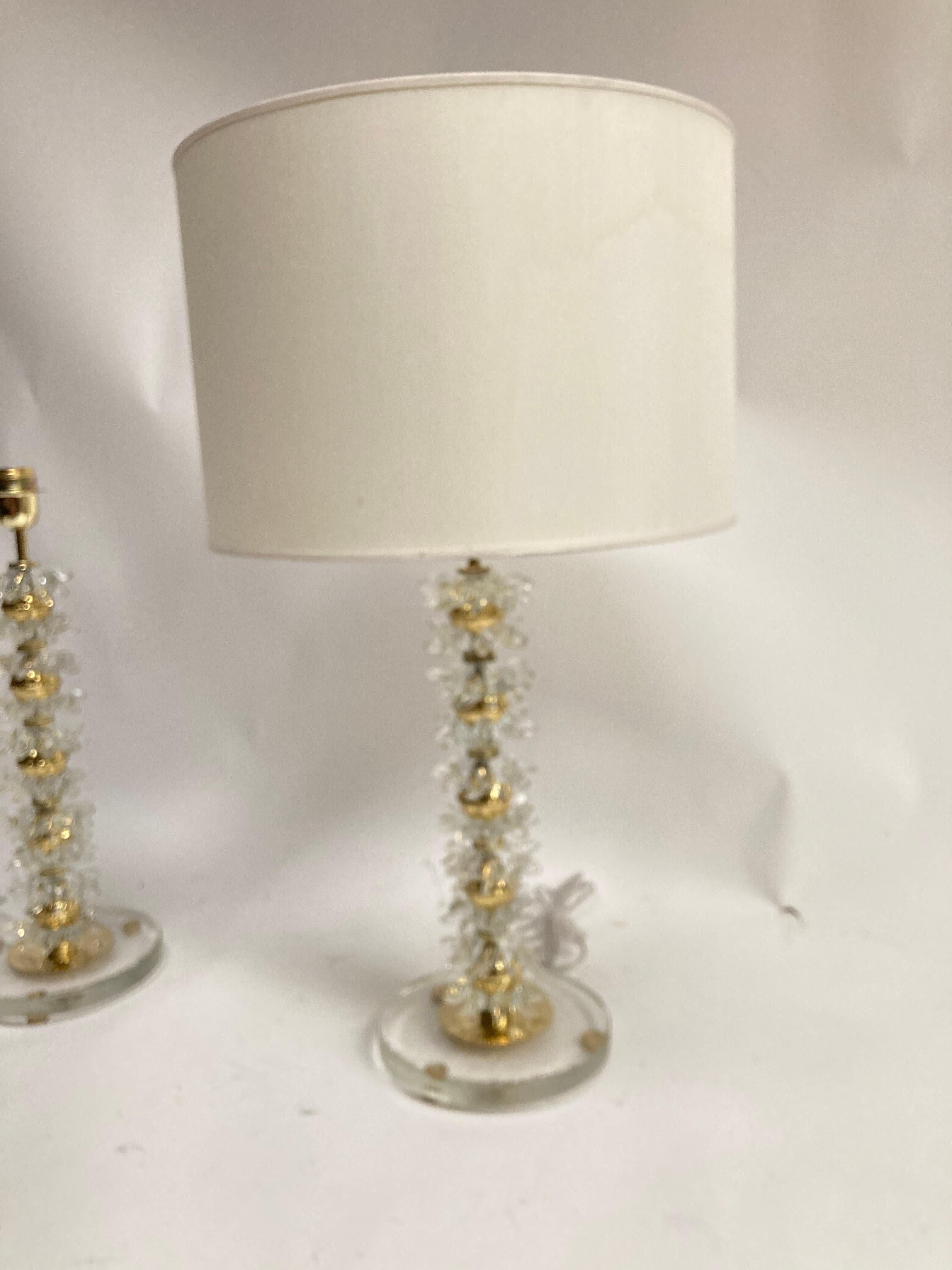 Unusual pair of Murano glass lamps with brass balls
Italy 
1970's.