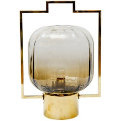 Pair of Brass and Murano Glass Lantern Table Lamps