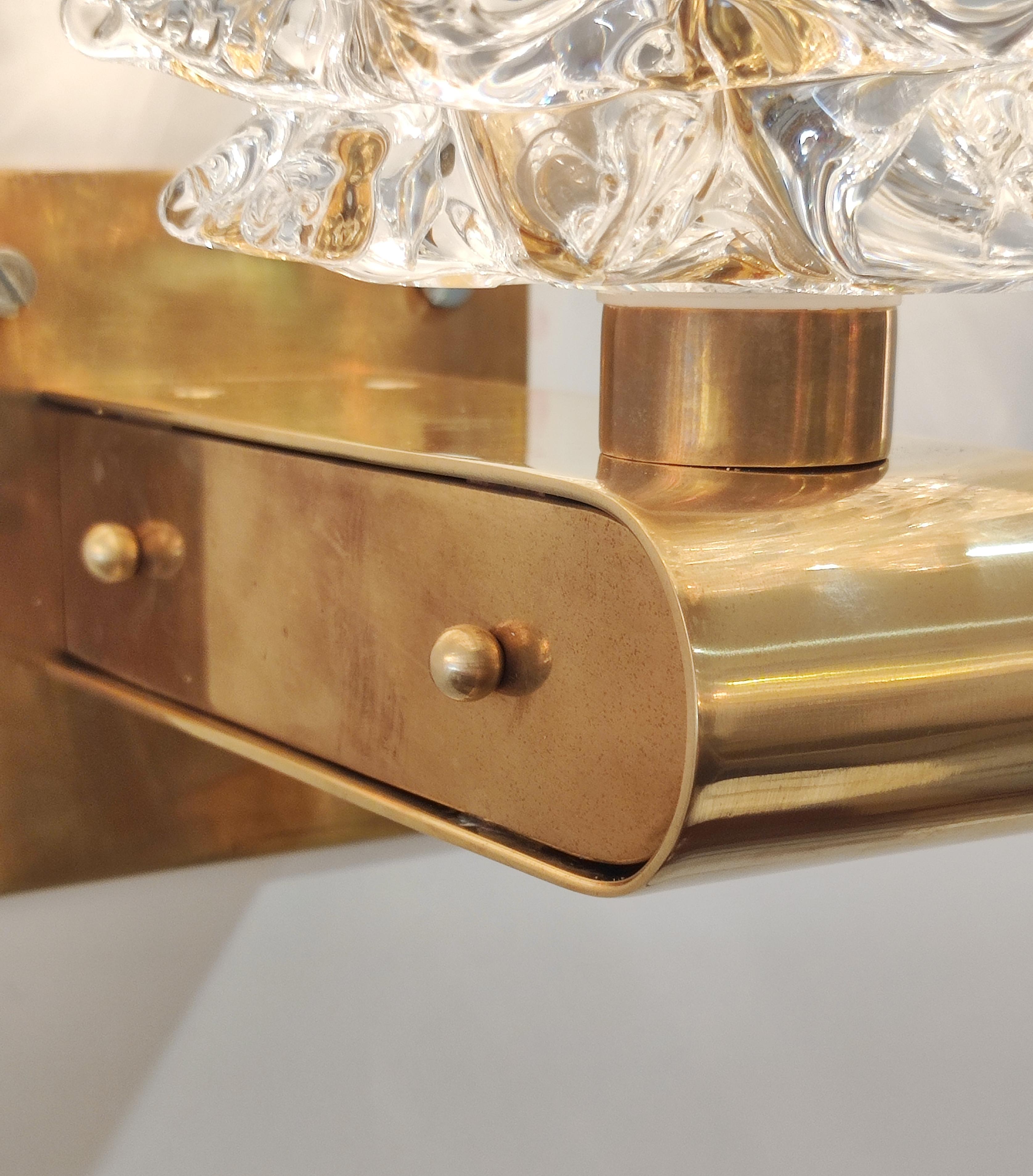 Pair of Brass and Murano Glass Sconces 4