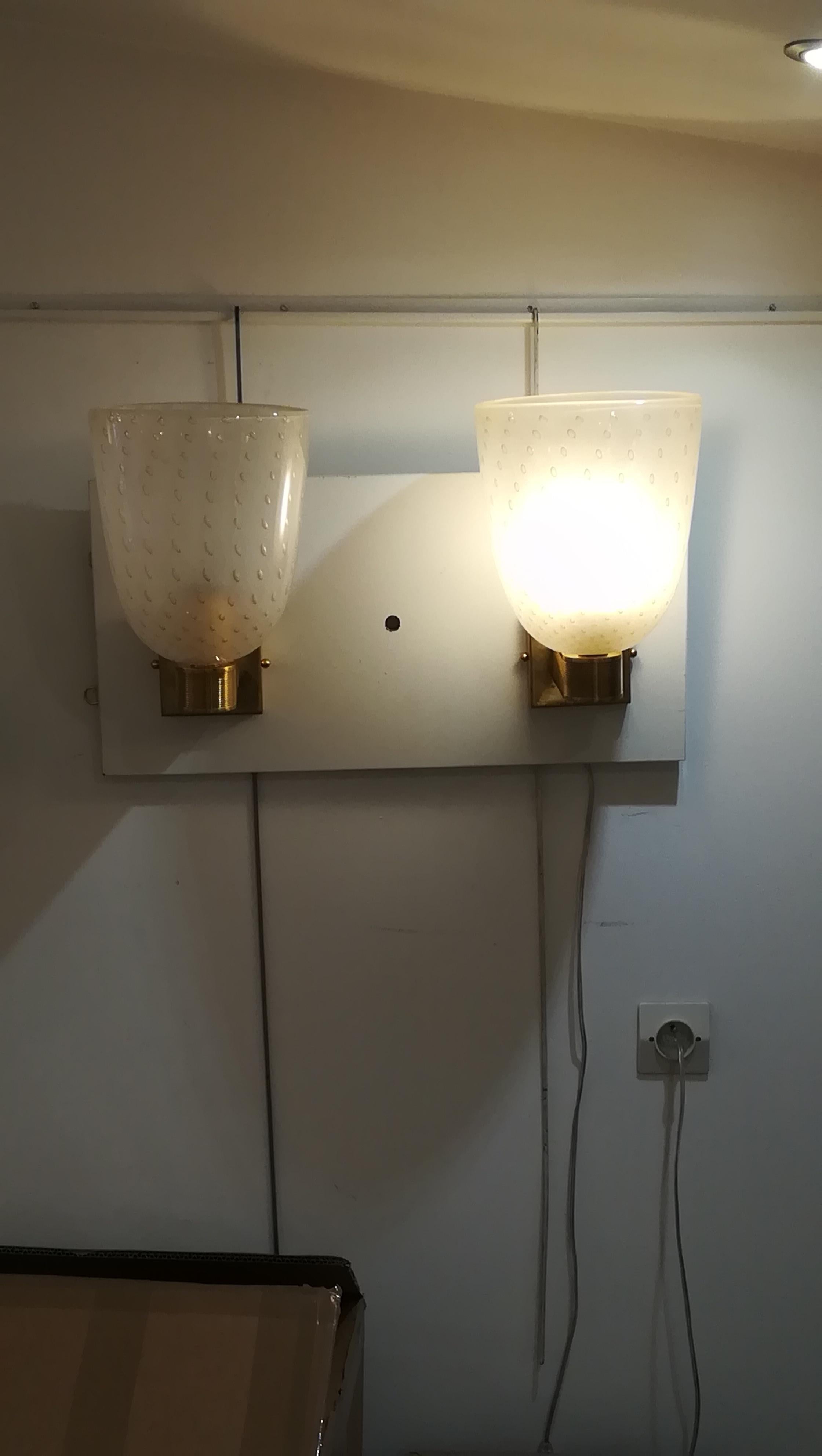Pair of Brass and Murano Glass Sconces 5