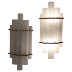 Pair of Brass and Murano Glass Sconces
