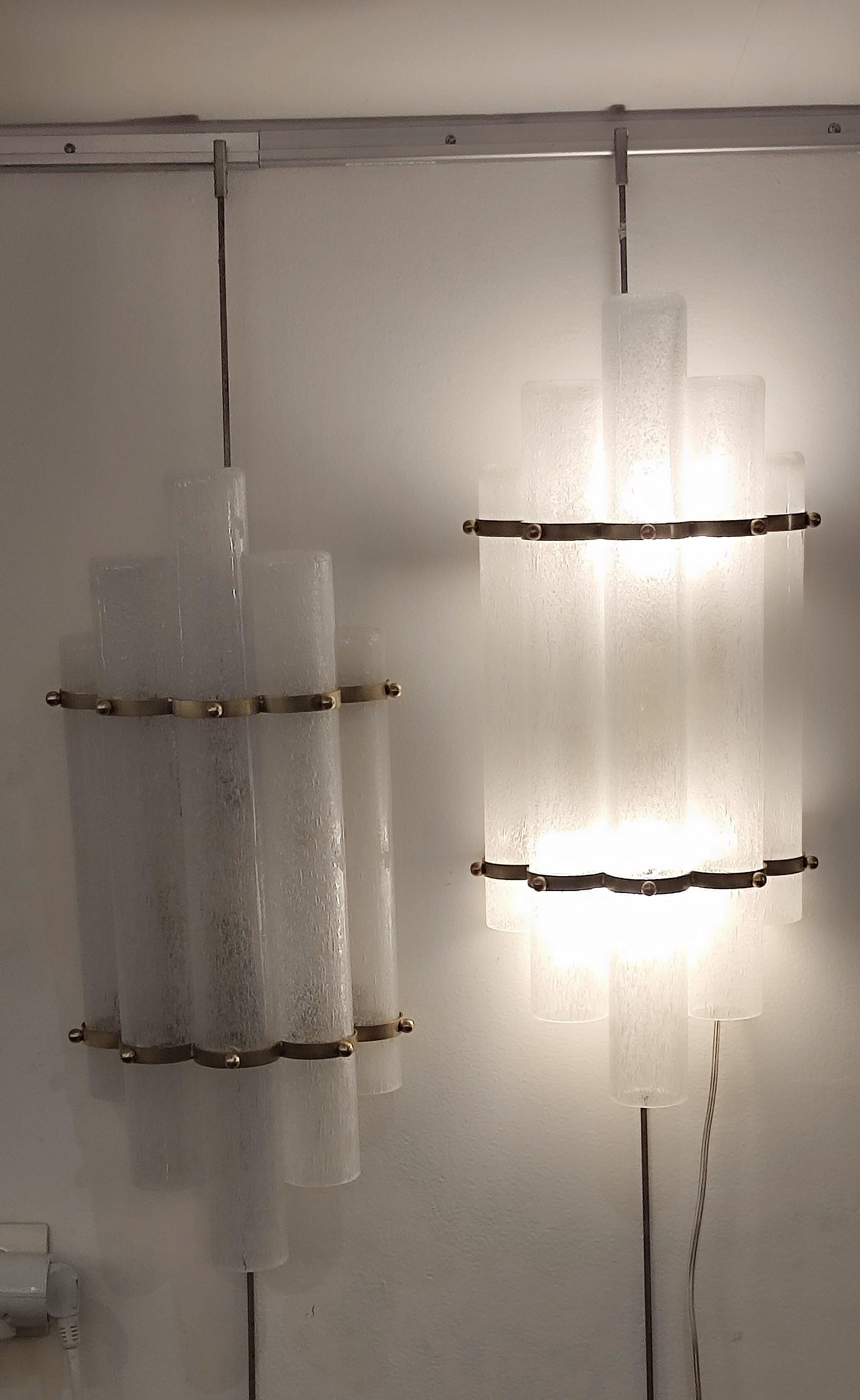 Modern Pair of Brass and Murano Glass Sconces For Sale