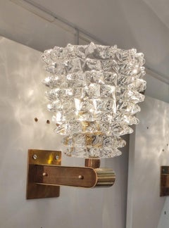 Pair of Brass and Murano Glass Sconces
