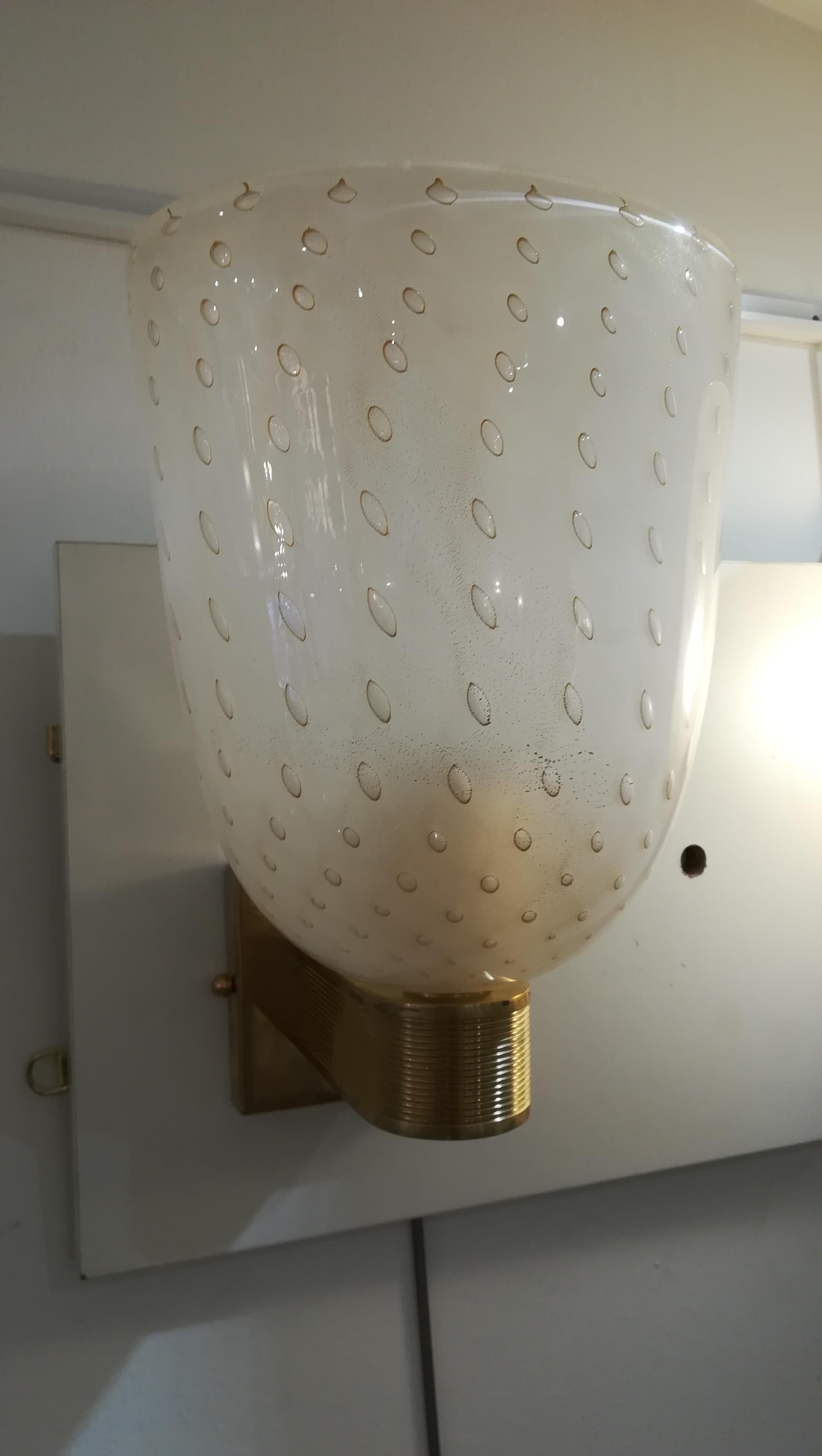 Modern Pair of Brass and Murano Glass Sconces