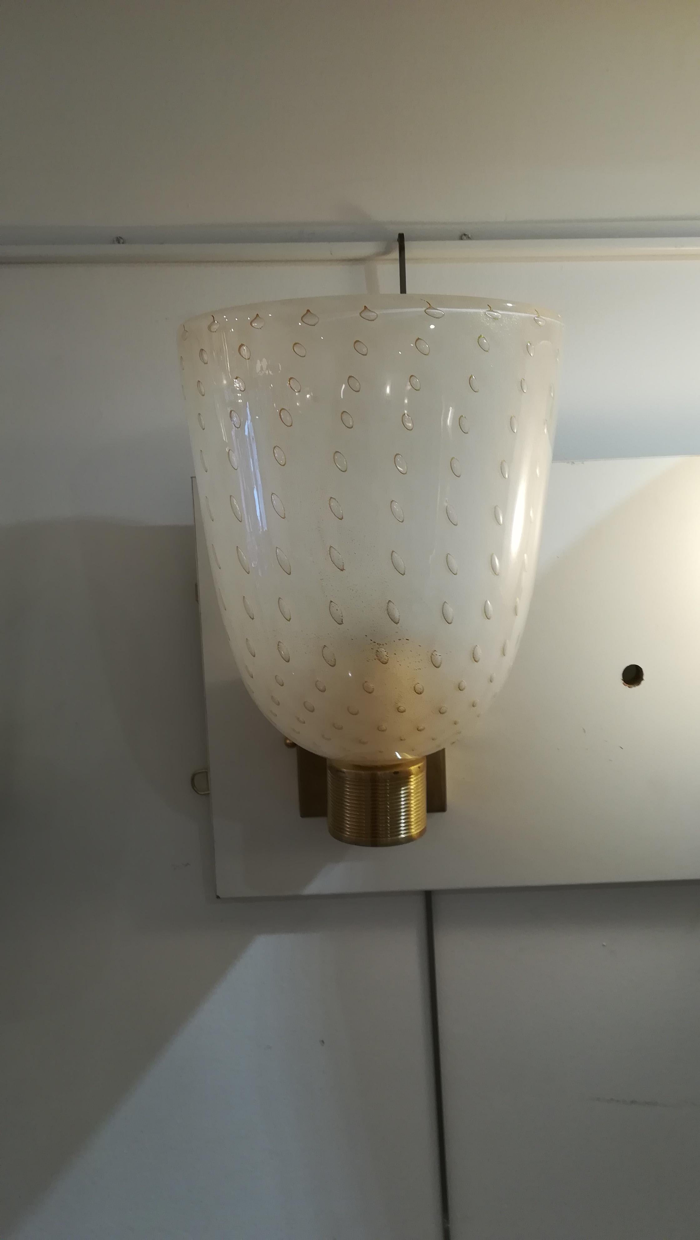 20th Century Pair of Brass and Murano Glass Sconces