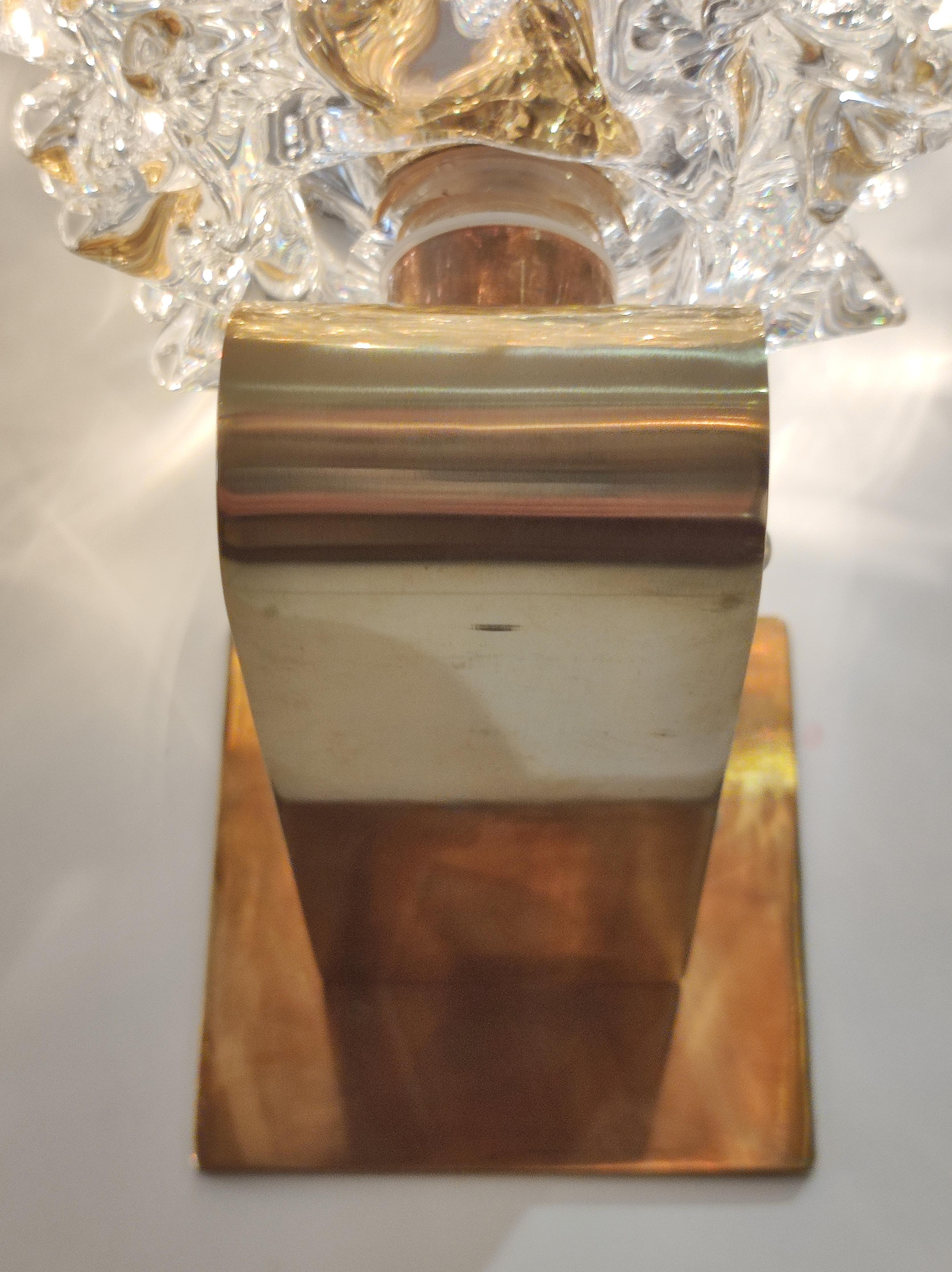 20th Century Pair of Brass and Murano Glass Sconces