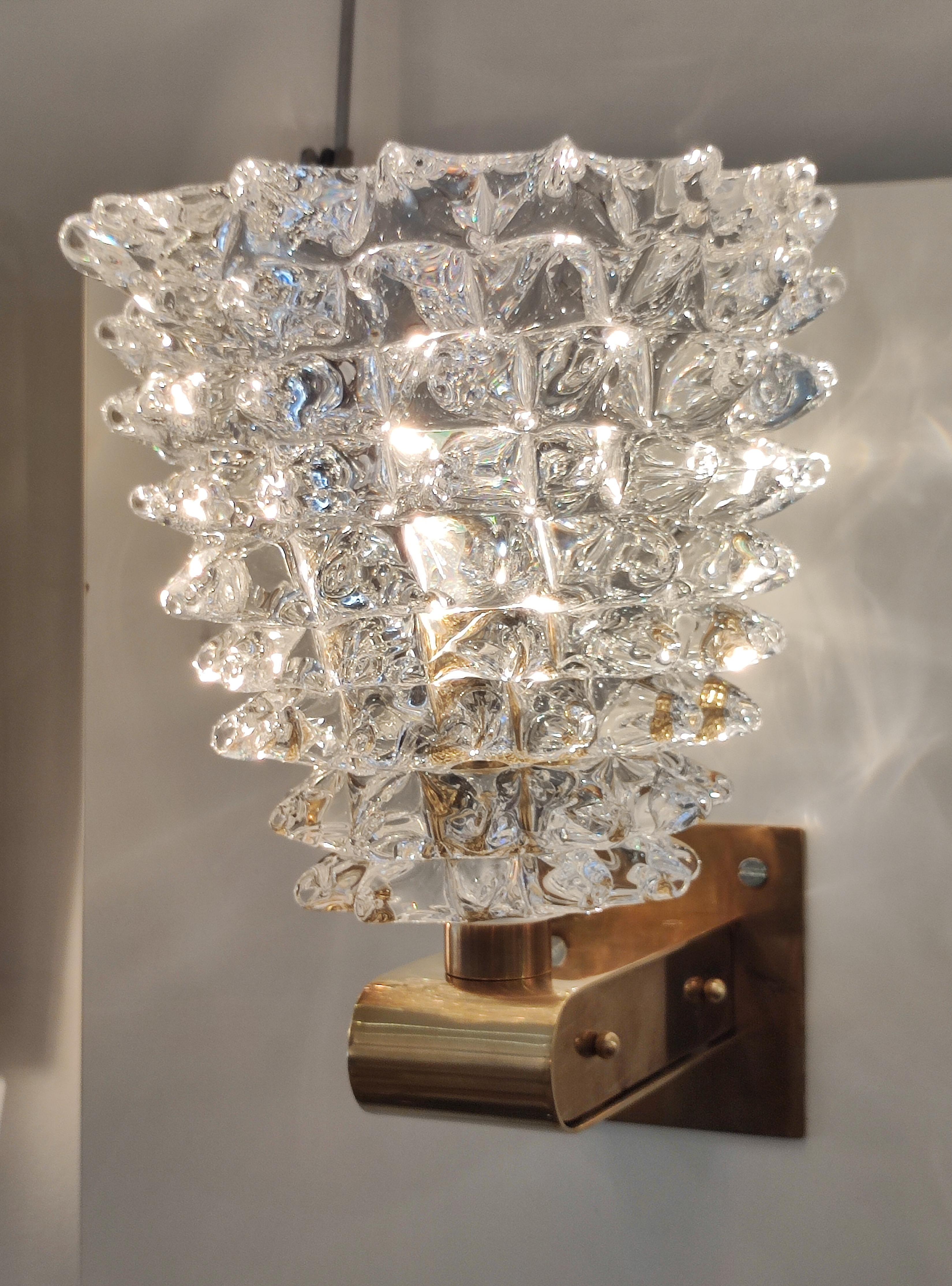 Pair of Brass and Murano Glass Sconces 1