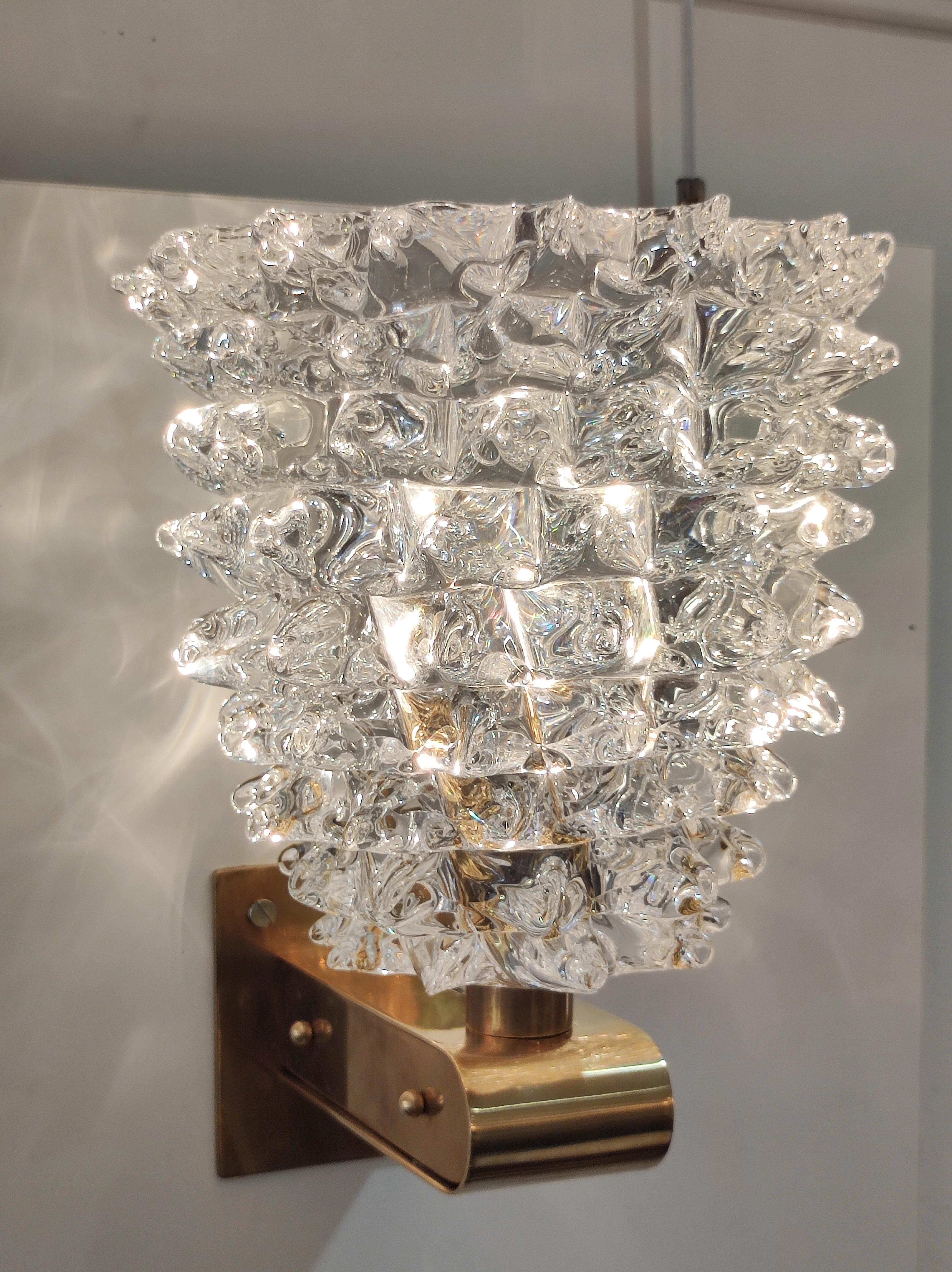 Pair of Brass and Murano Glass Sconces 2