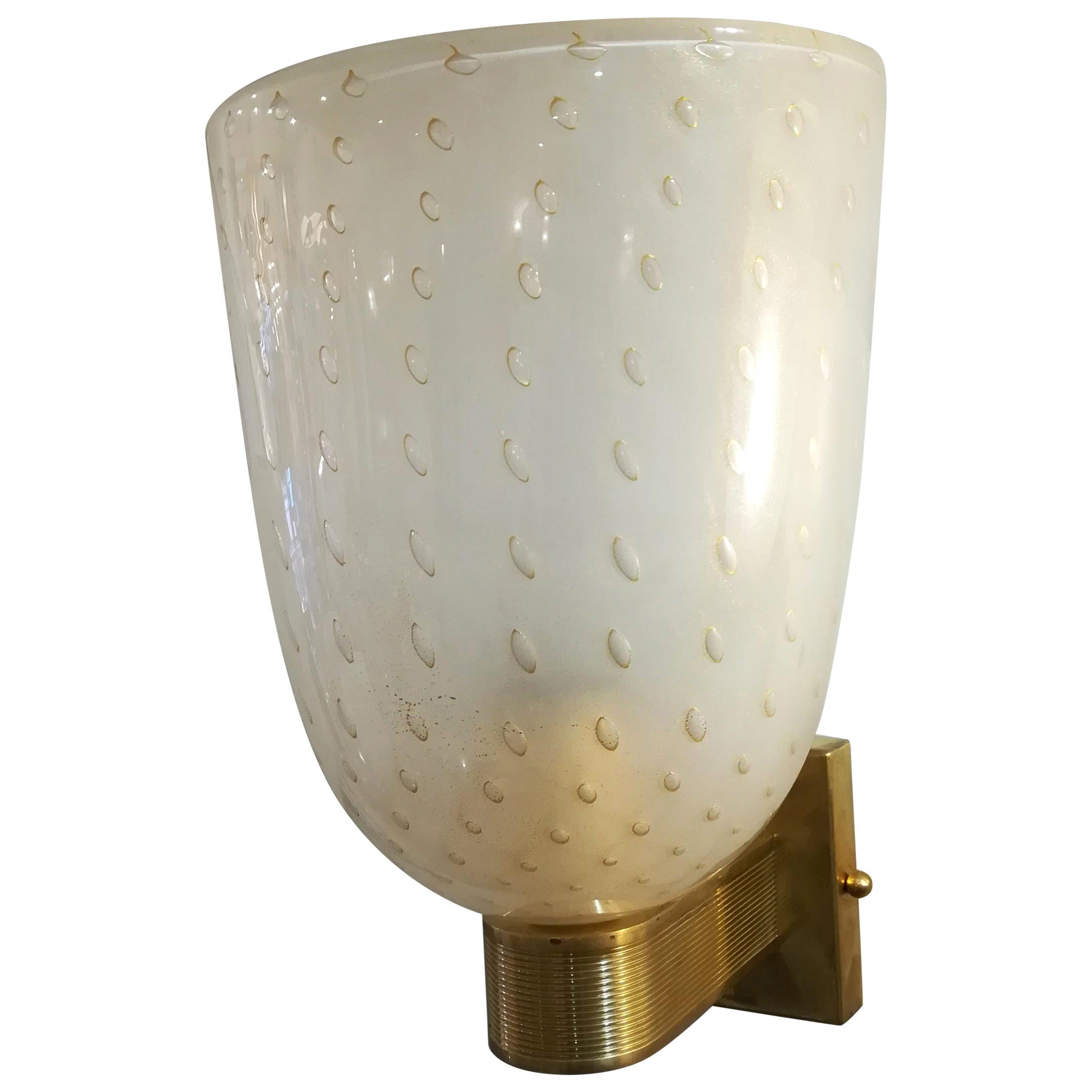 Pair of Brass and Murano Glass Sconces