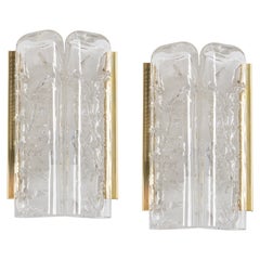 Pareja de apliques de latón y cristal de Murano de Doria, Alemania, años 60