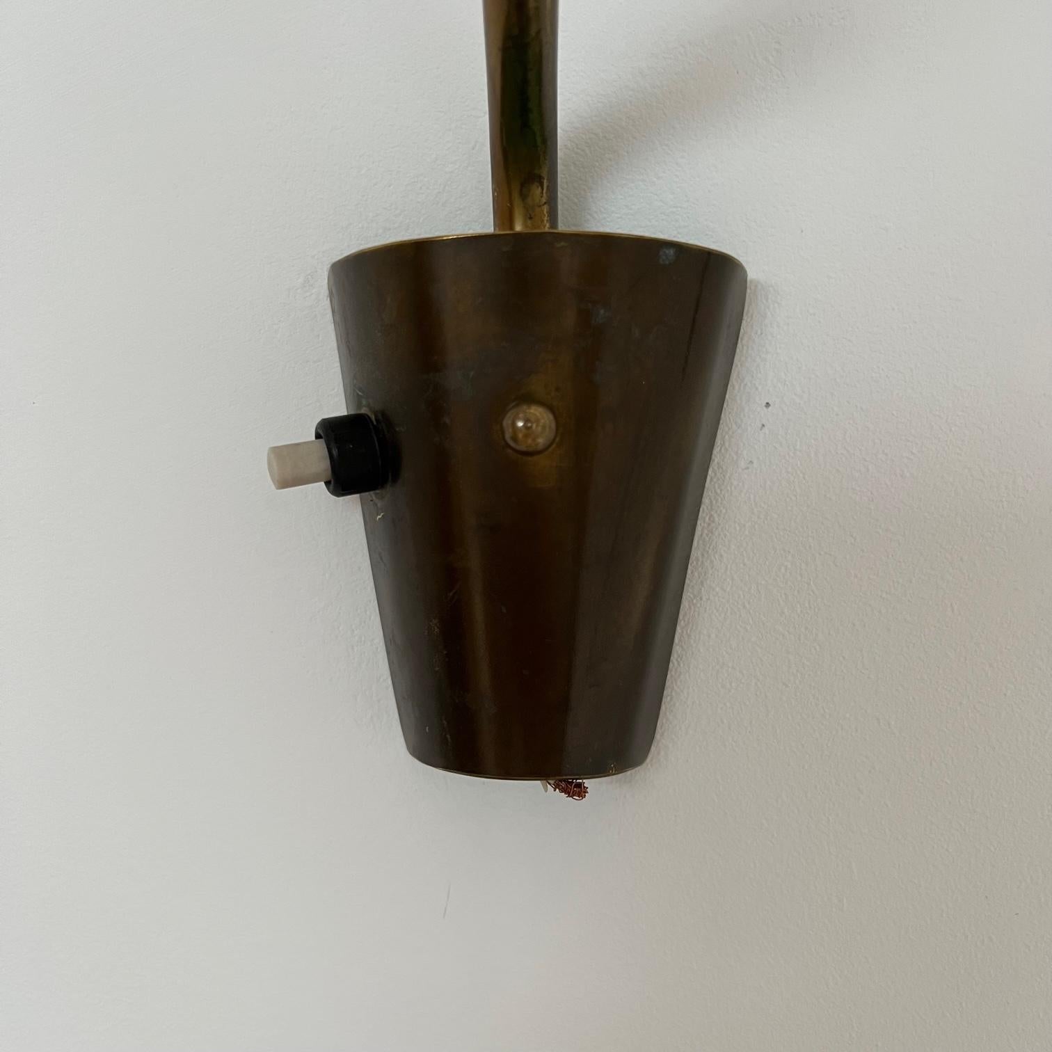 Pair of Brass and Opaline Glass Mid-Century Swedish Wall Lights 8