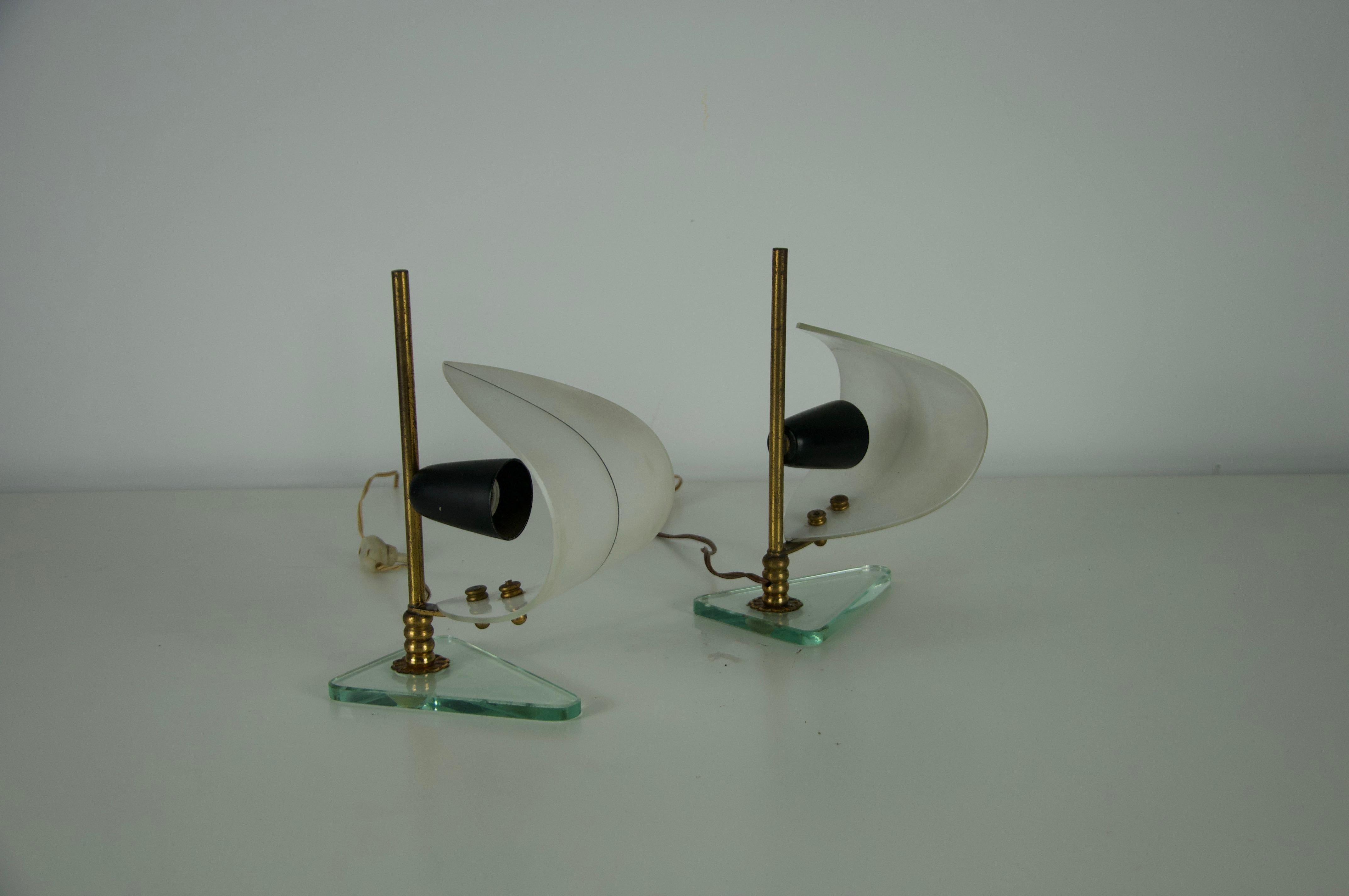 Pair of Brass and Opaline 