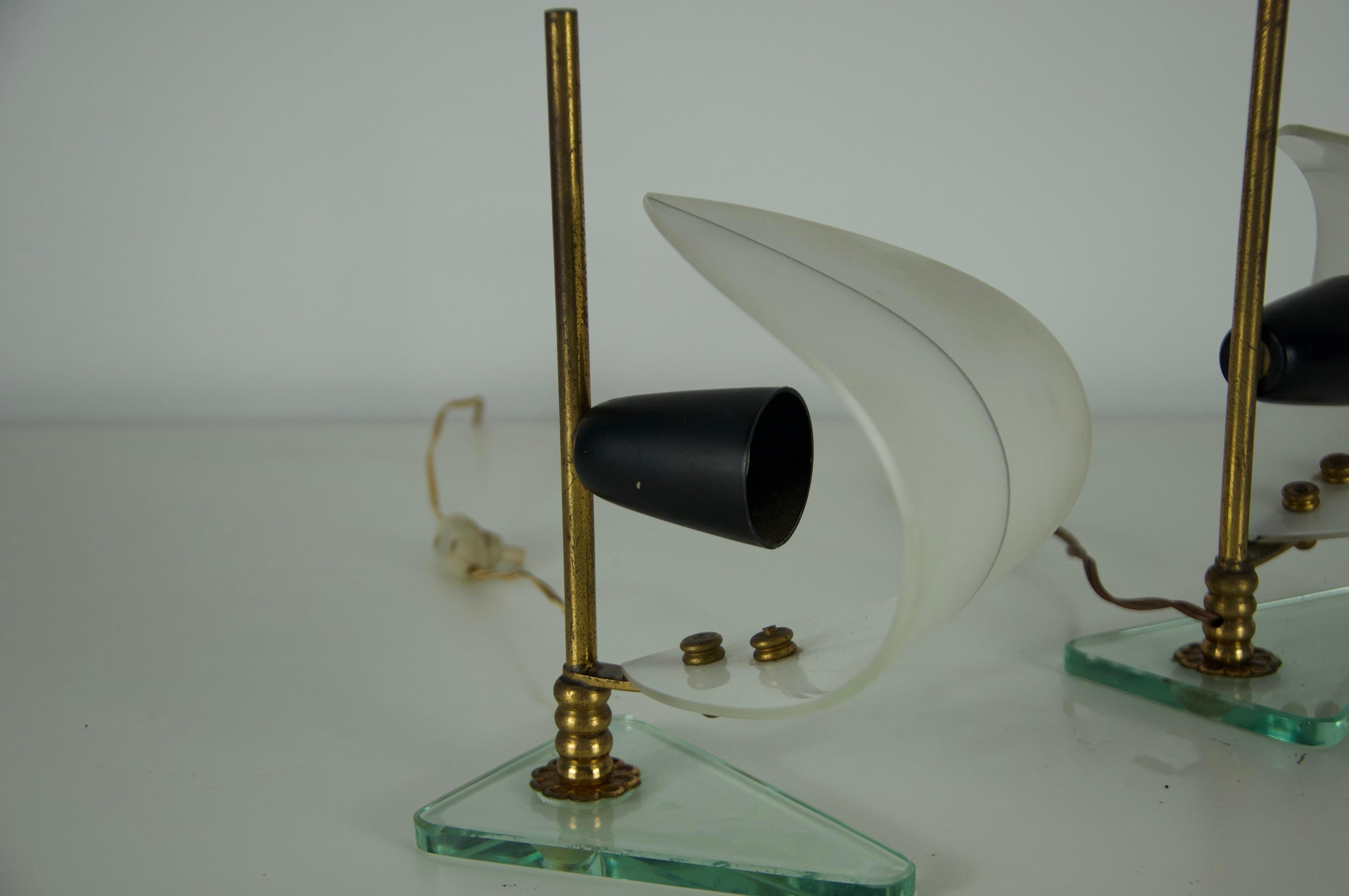 Pair of Brass and Opaline 