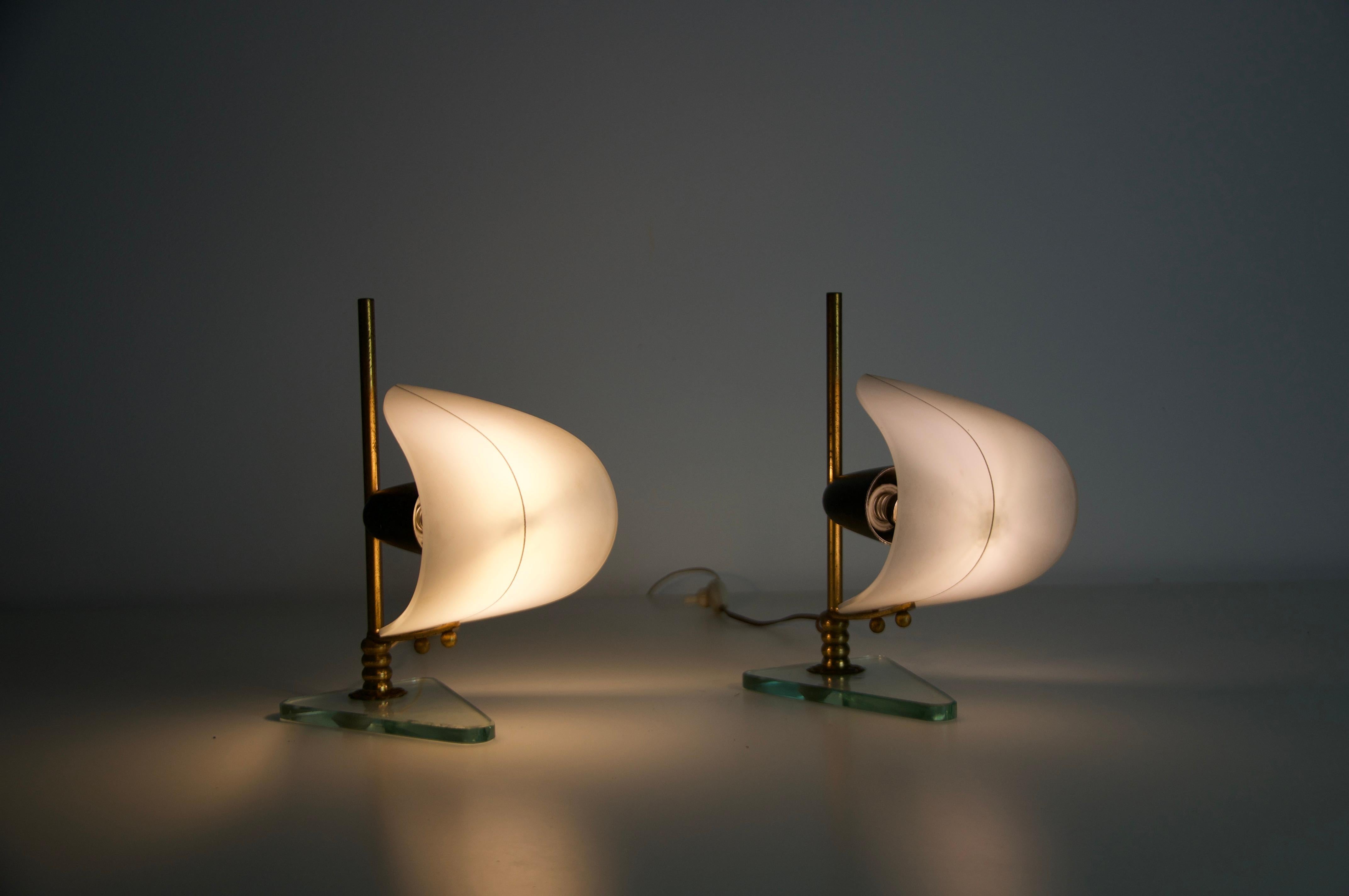 Pair of Brass and Opaline 