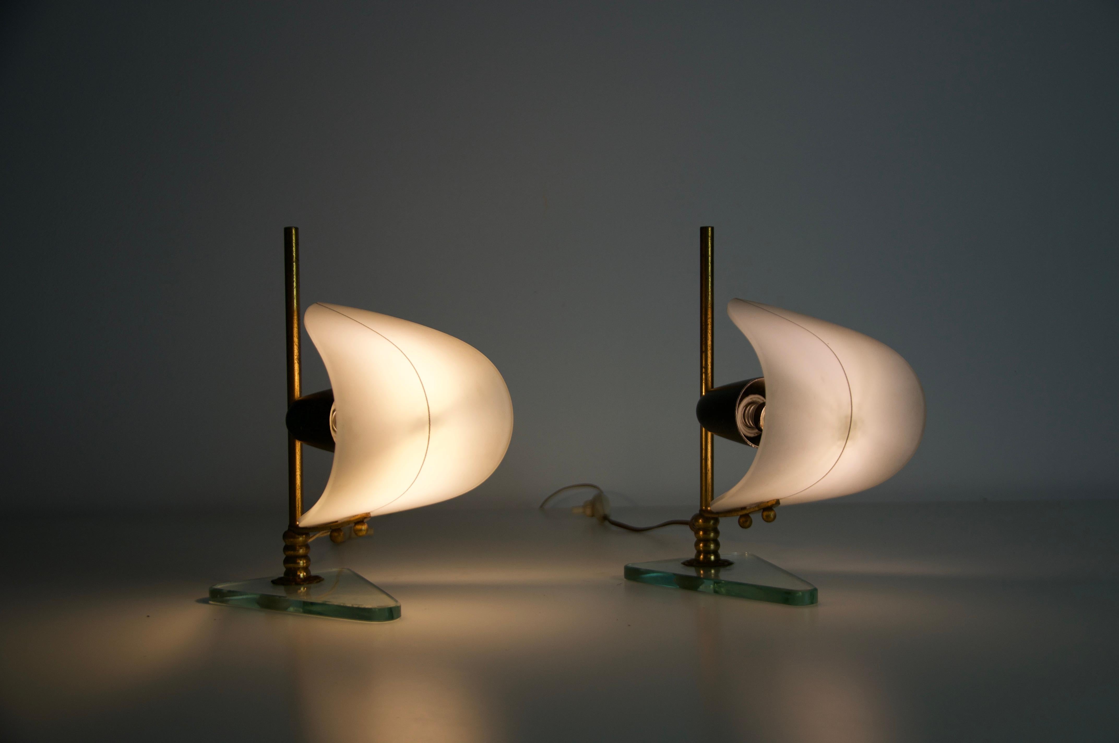 Pair of Brass and Opaline 