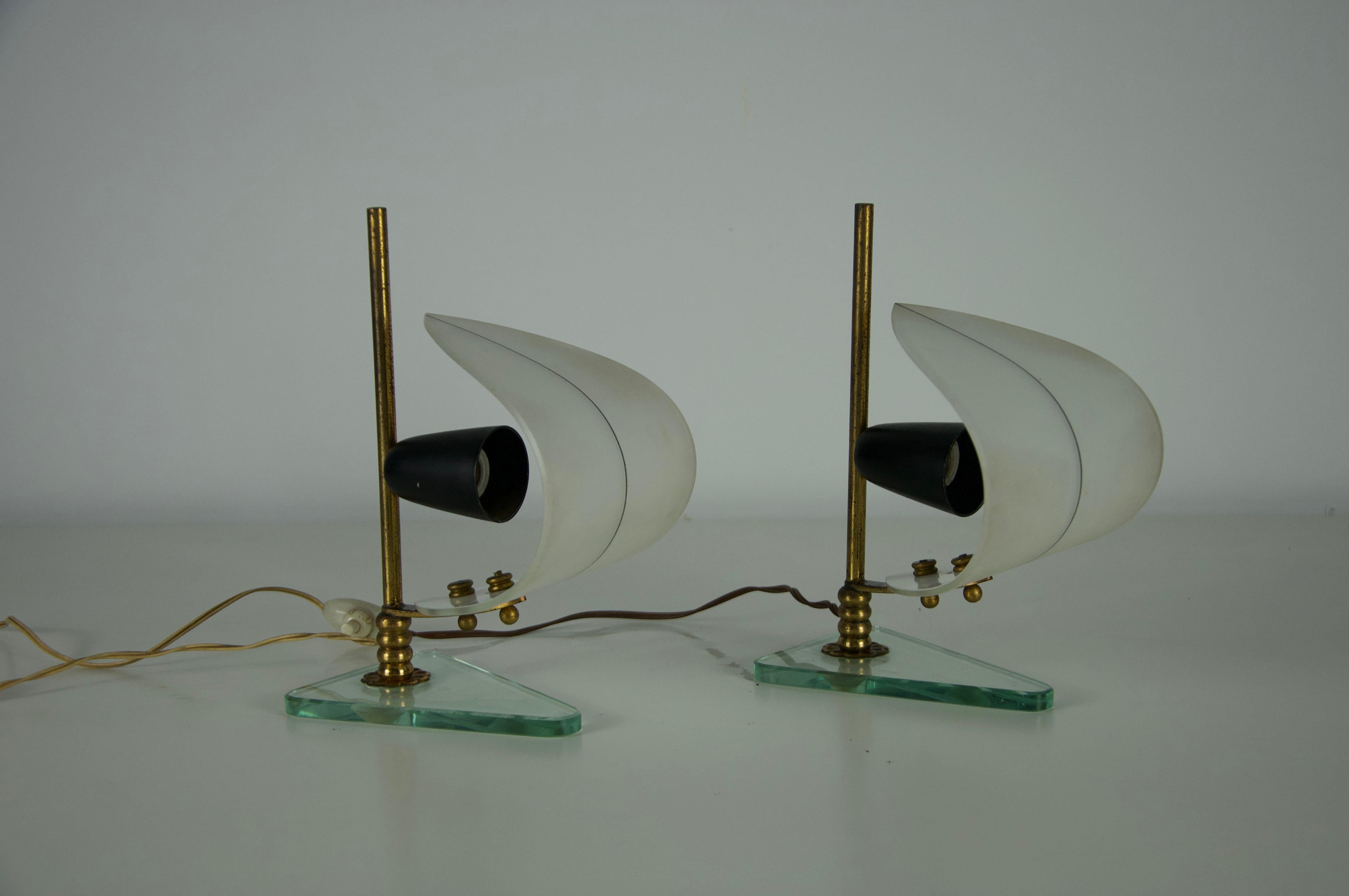 Italian Pair of Brass and Opaline 