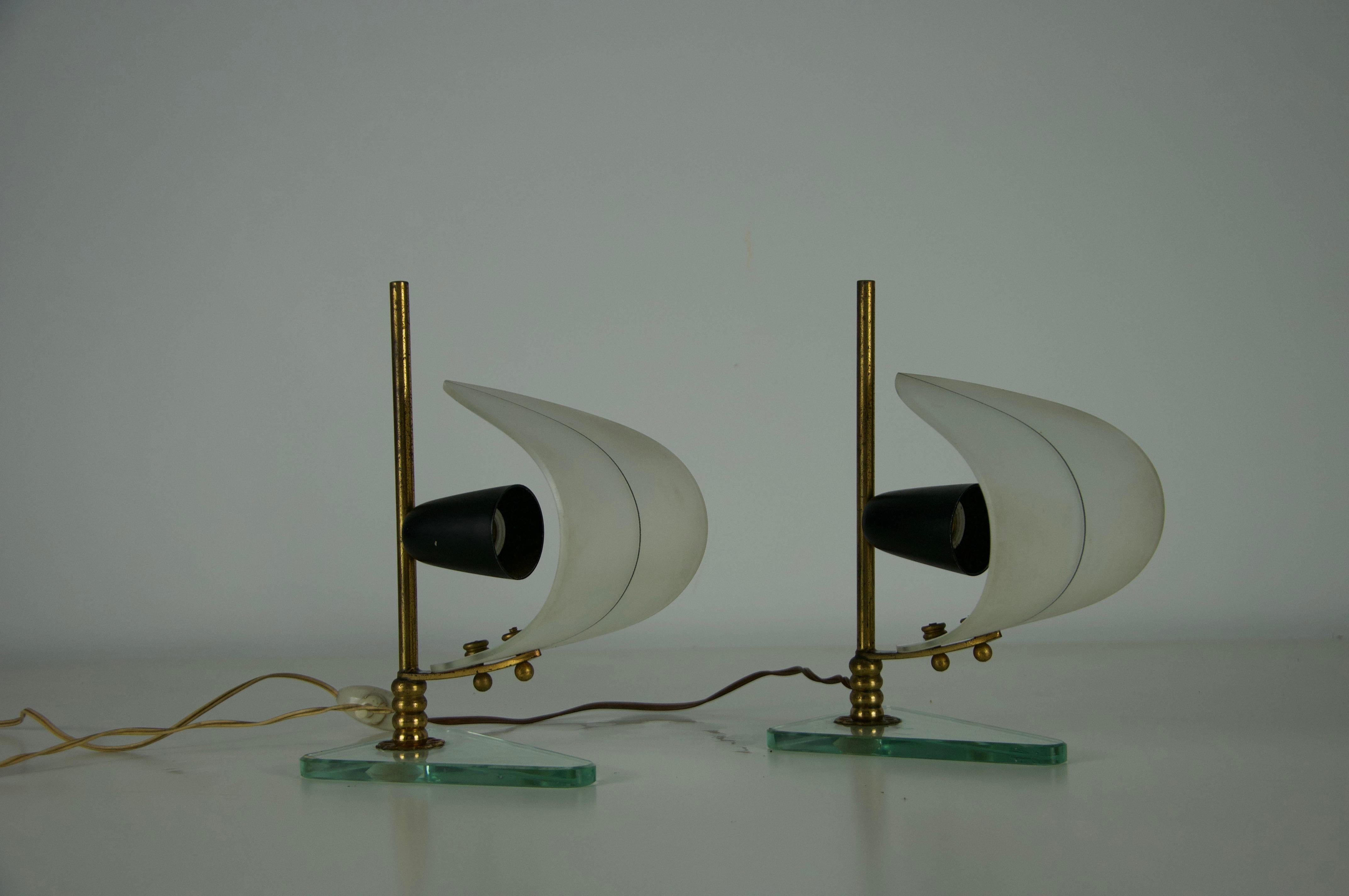 Pair of Brass and Opaline 