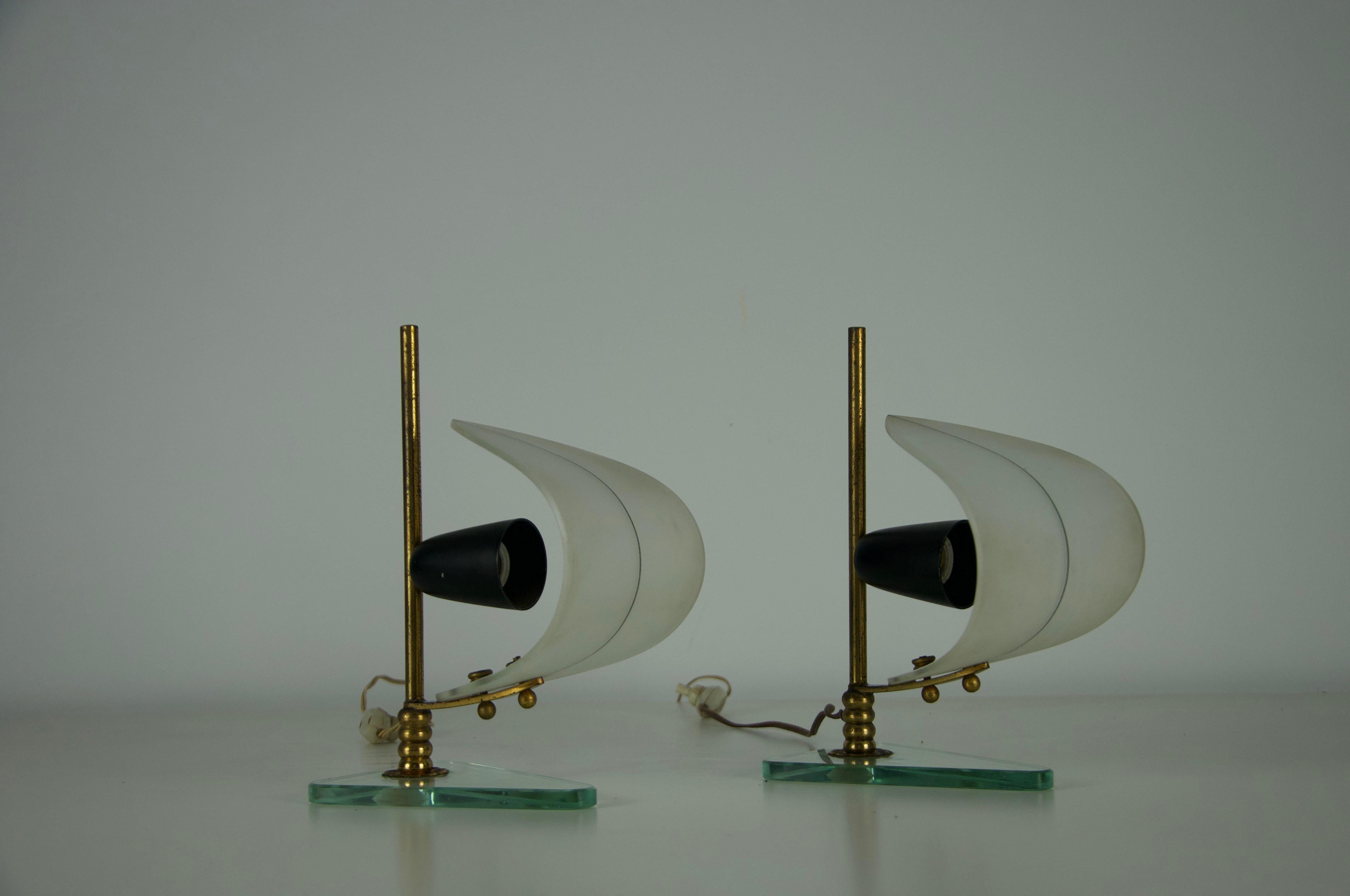 Pair of Brass and Opaline 