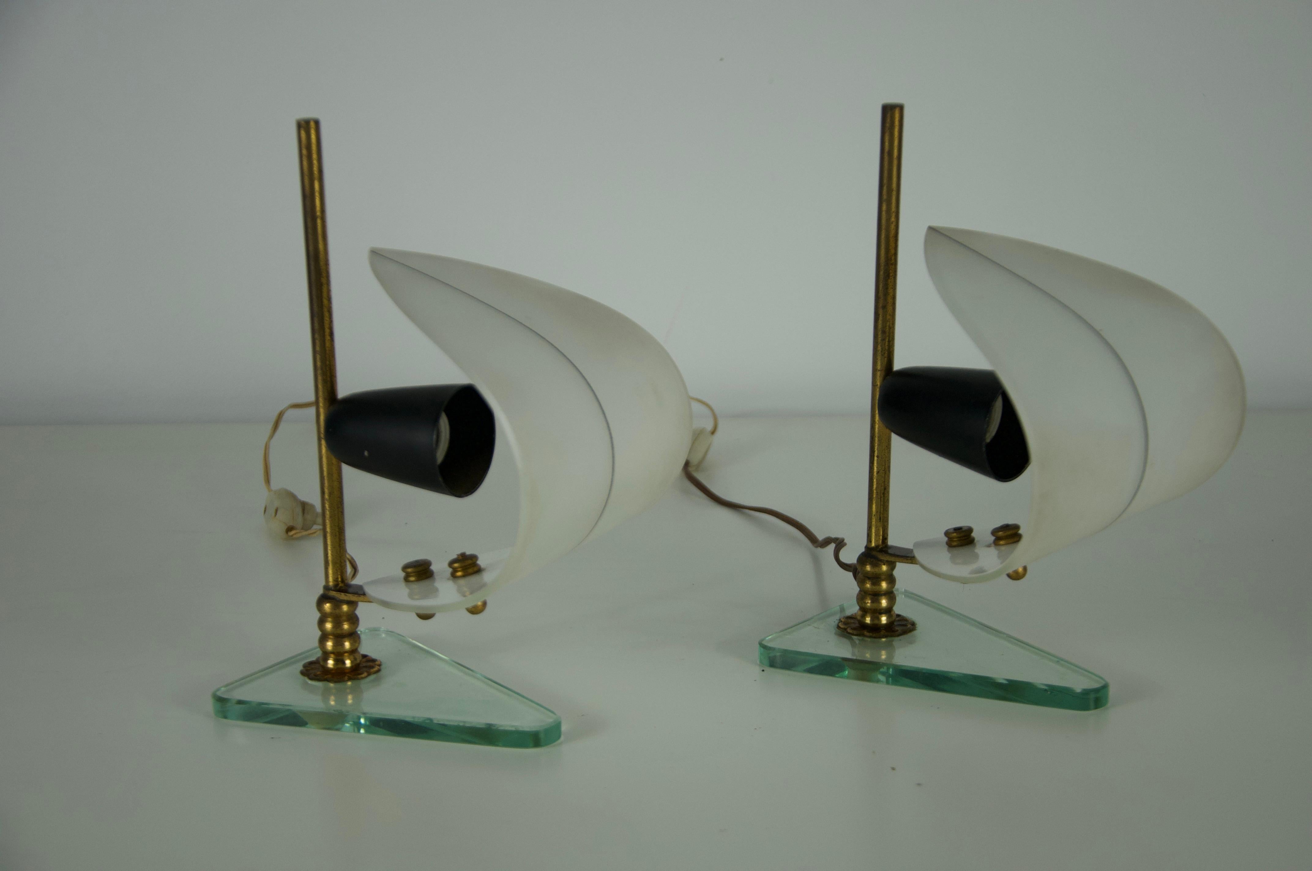 Pair of Brass and Opaline 