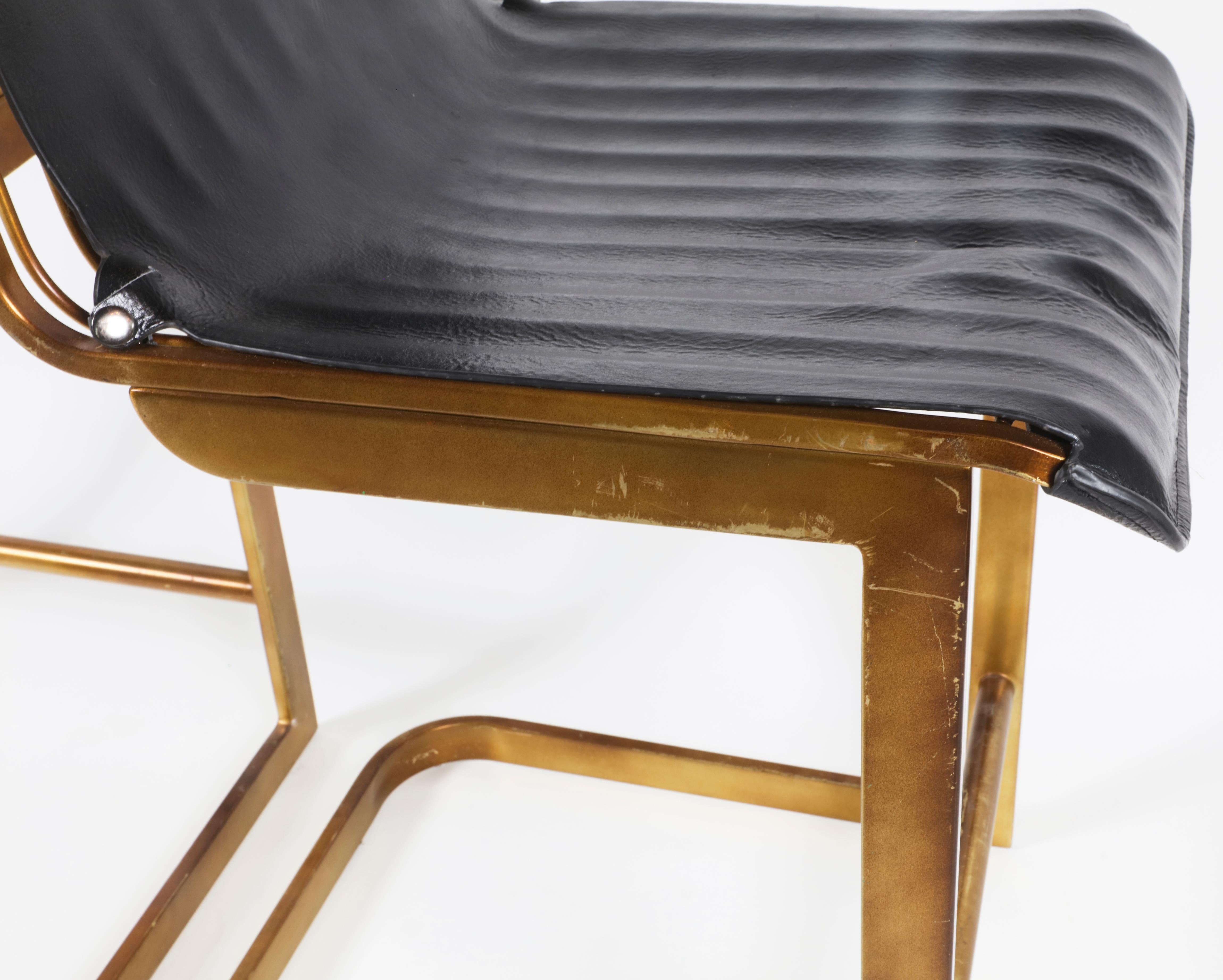 Pair of Brass and Pleather Bar Stools 2
