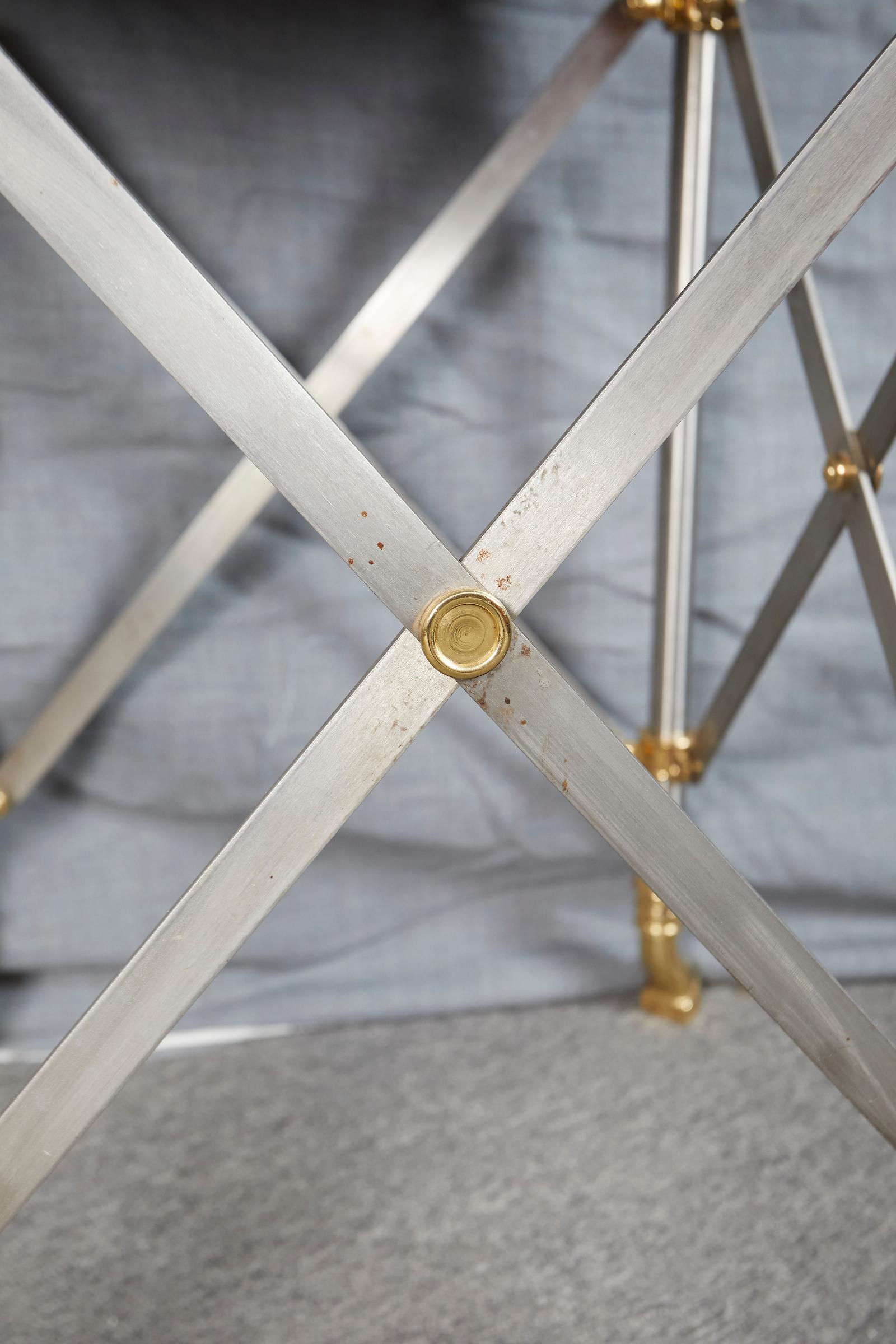 Pair of Brass and Polished Steel Side Tables by Maison Jansen 4