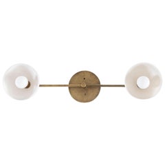 Pair of Brass and Porcelain Trapeze Sconces by Apparatus