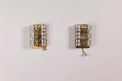 Paire d'appliques murales en laiton et verre pressé Vitrika, Danemark, années 1970