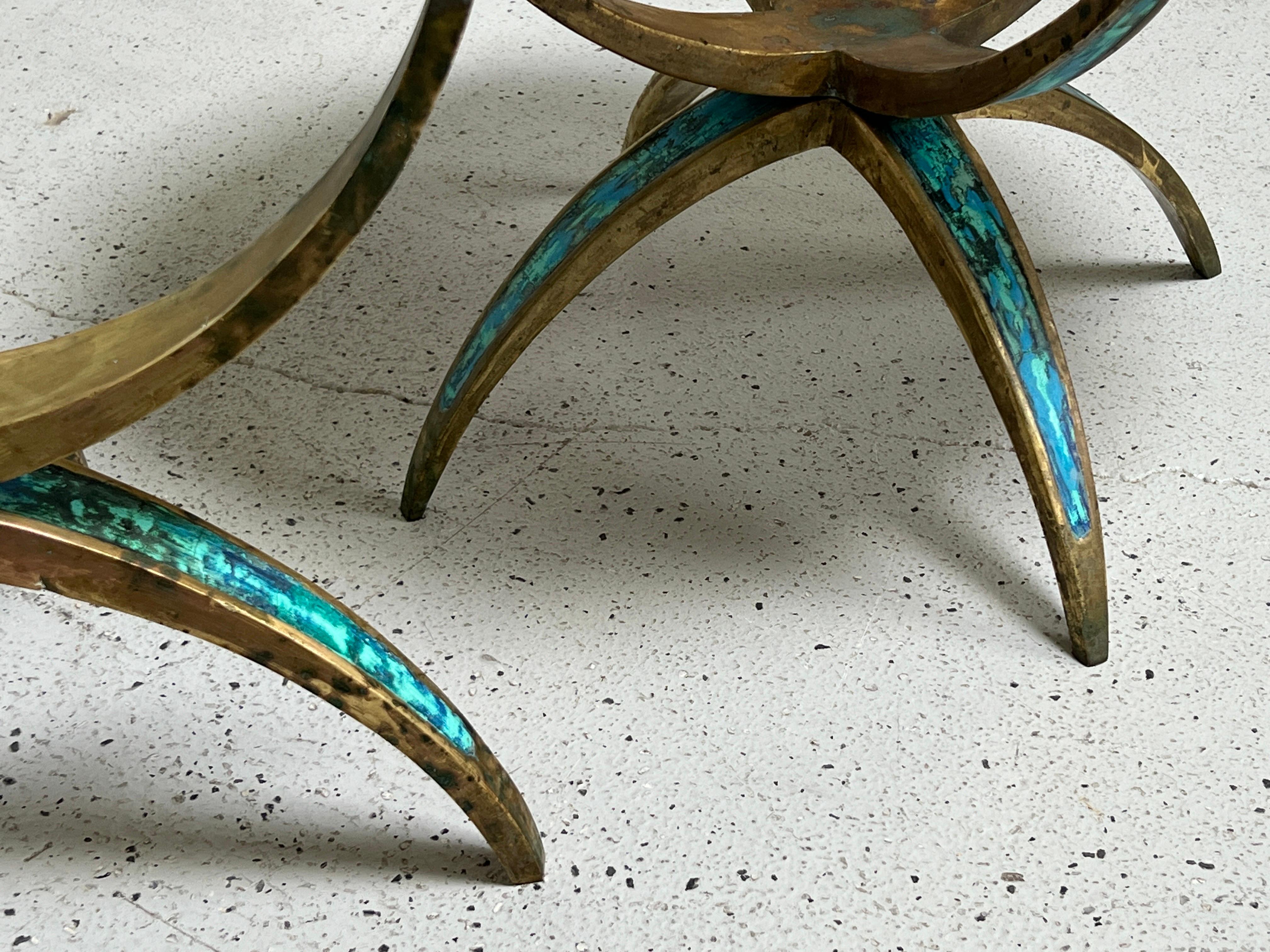Pair of Brass and Quartz Side Tables by Pepe Mendoza 6