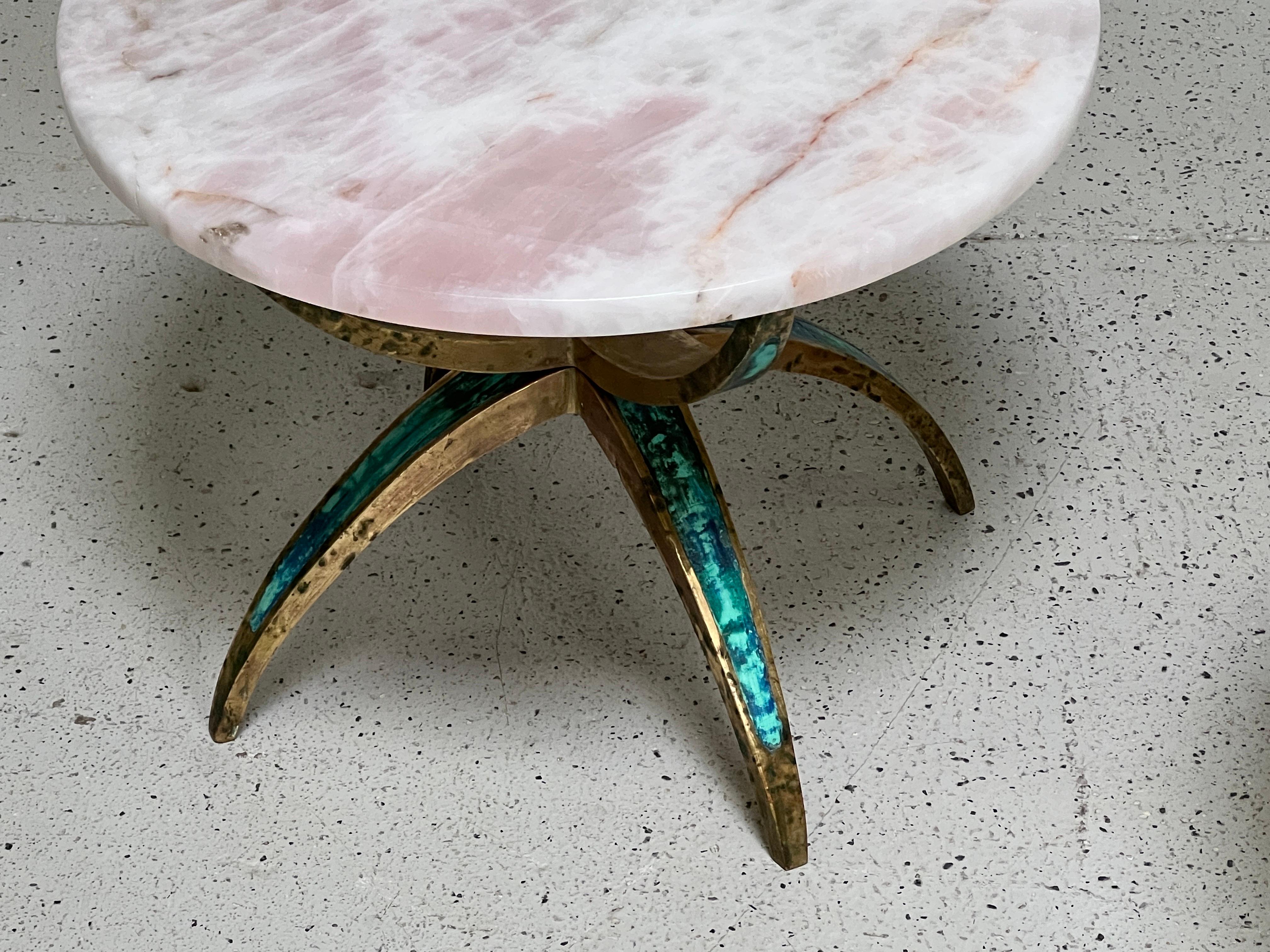 Pair of Brass and Quartz Side Tables by Pepe Mendoza 1