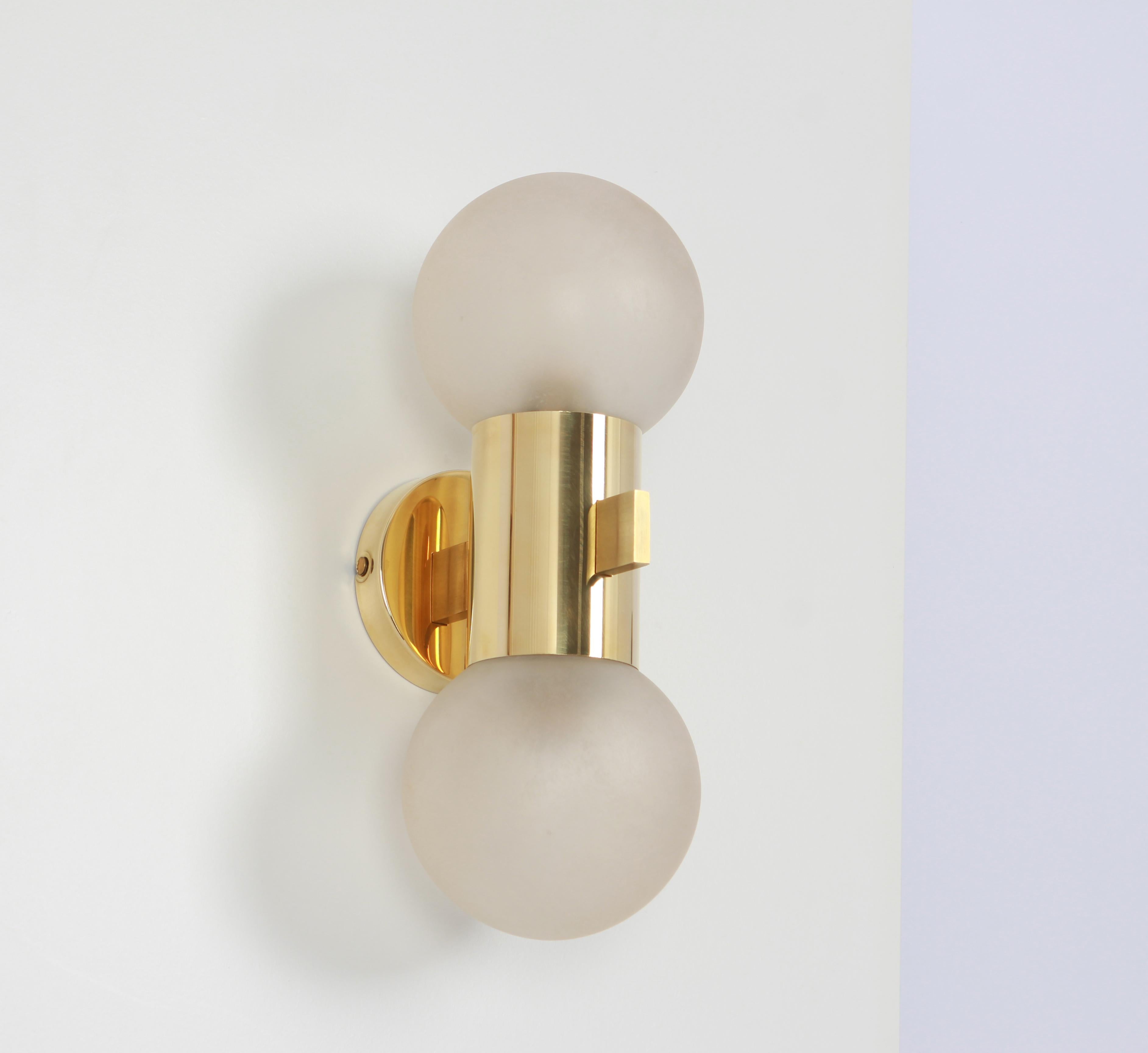 Pair of Brass and Satin Glass Sconces, Sciolari Stil, Germany, 1970s For Sale 1