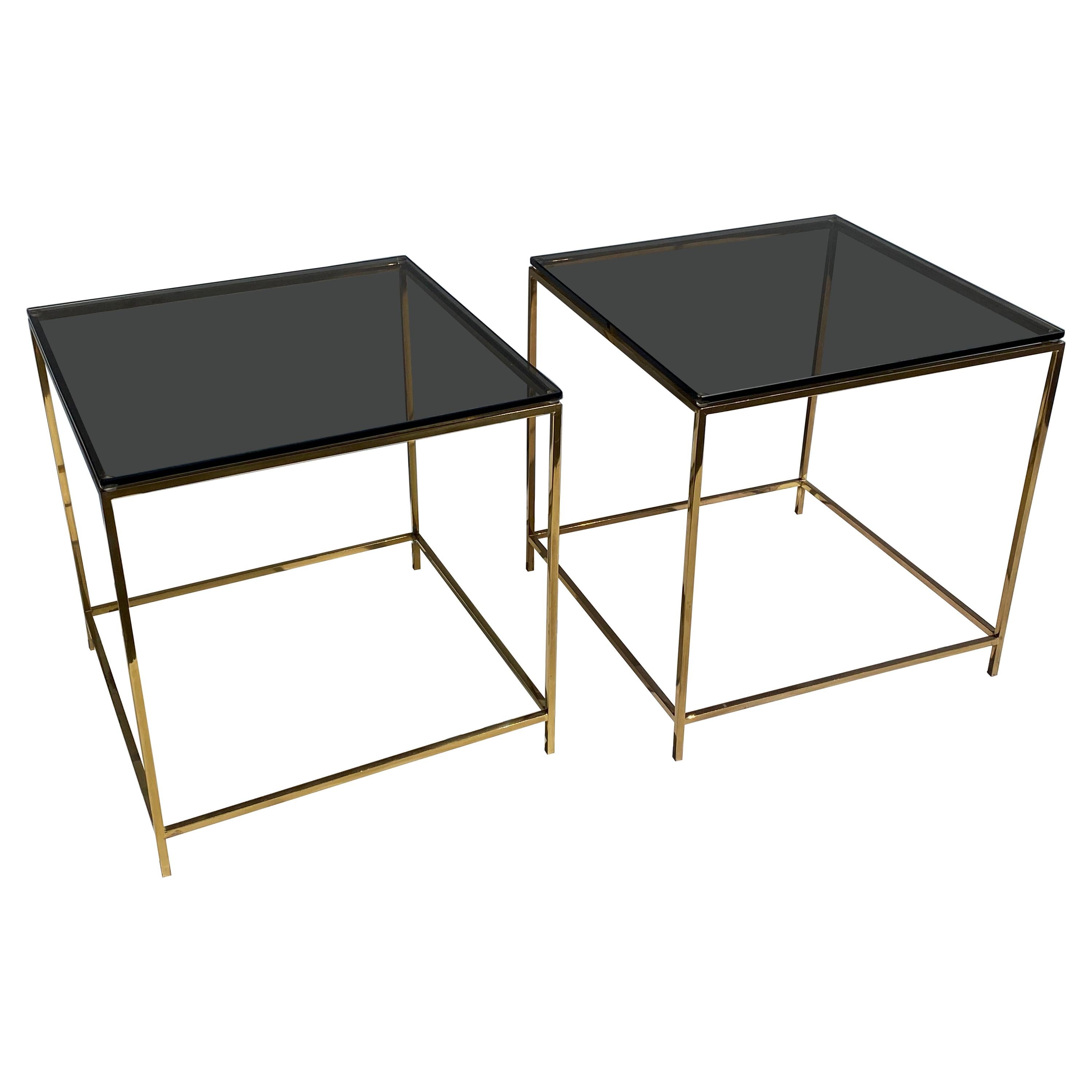 Glass and Brass End Tables at 1stDibs