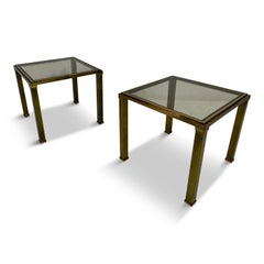 Pair of Brass and Smoked Glass Side Tables