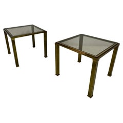 Pair of Brass and Smoked Glass Side Tables