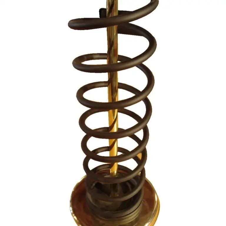 American Pair of Brass and Steel Coil Spring Lamps in the Manner of Donald Deskey For Sale