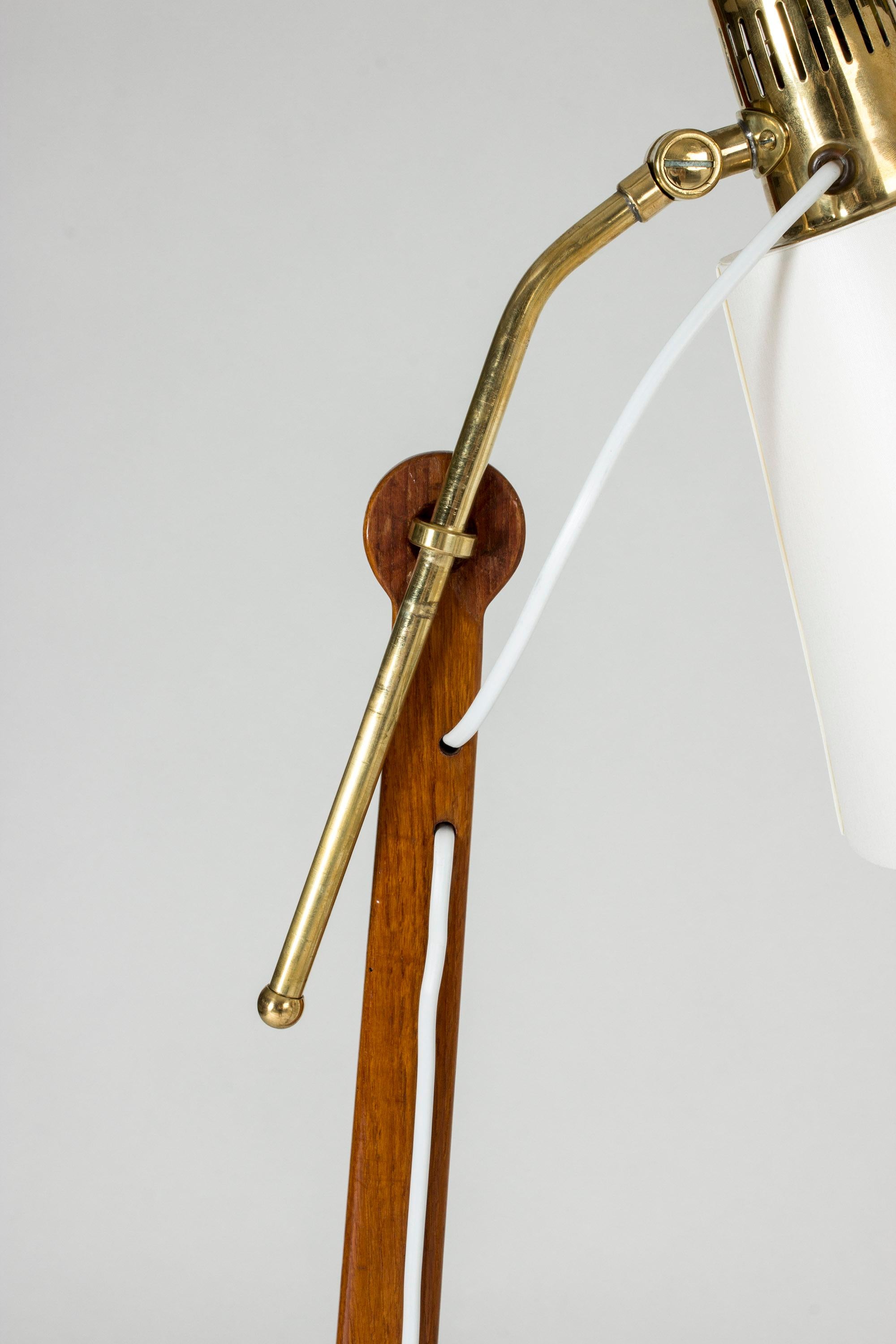 Pair of Brass and Teak Floor Lamps by Hans Bergström 1