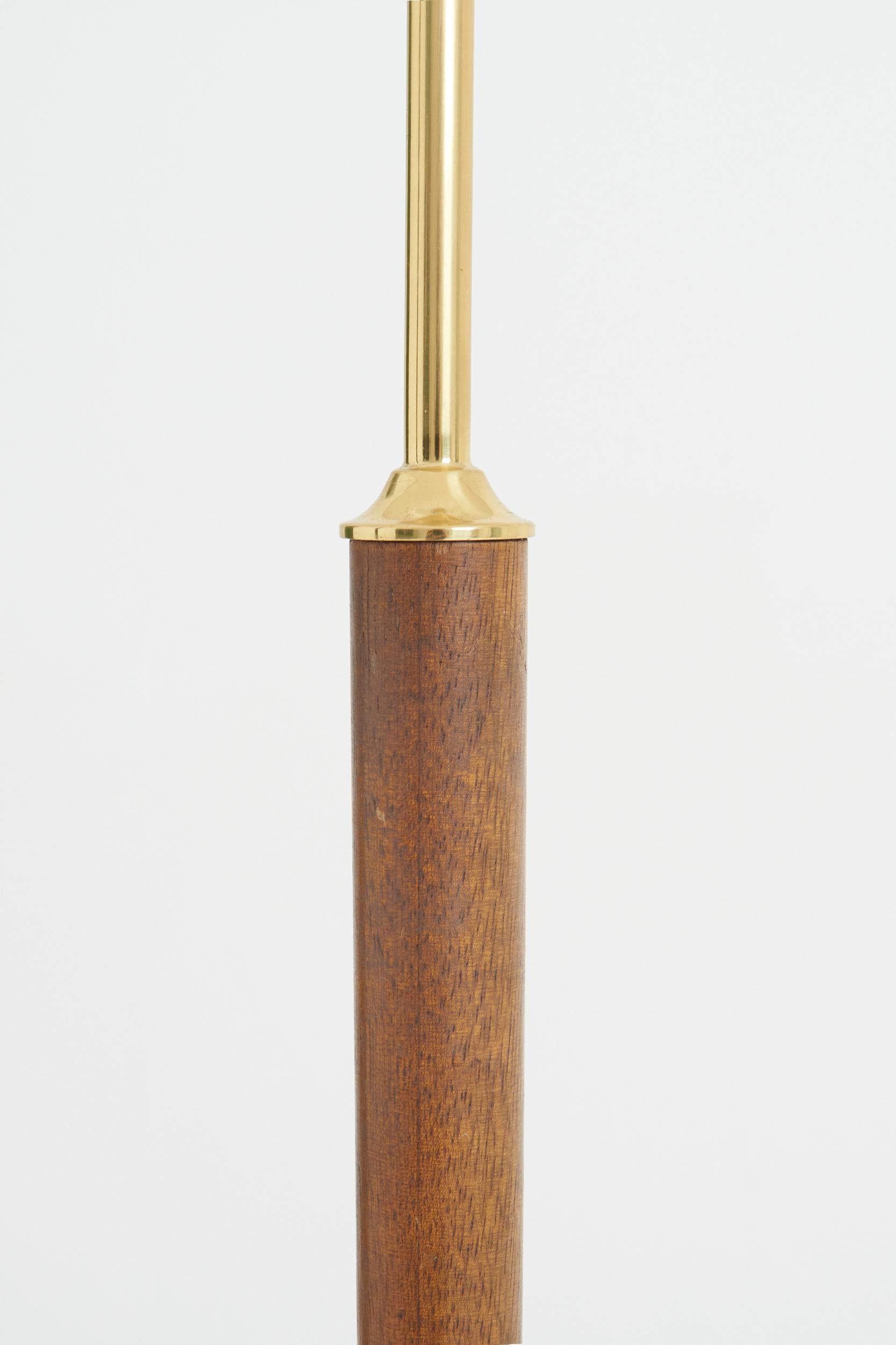 Swedish Pair of Brass and Walnut Floor Lamps
