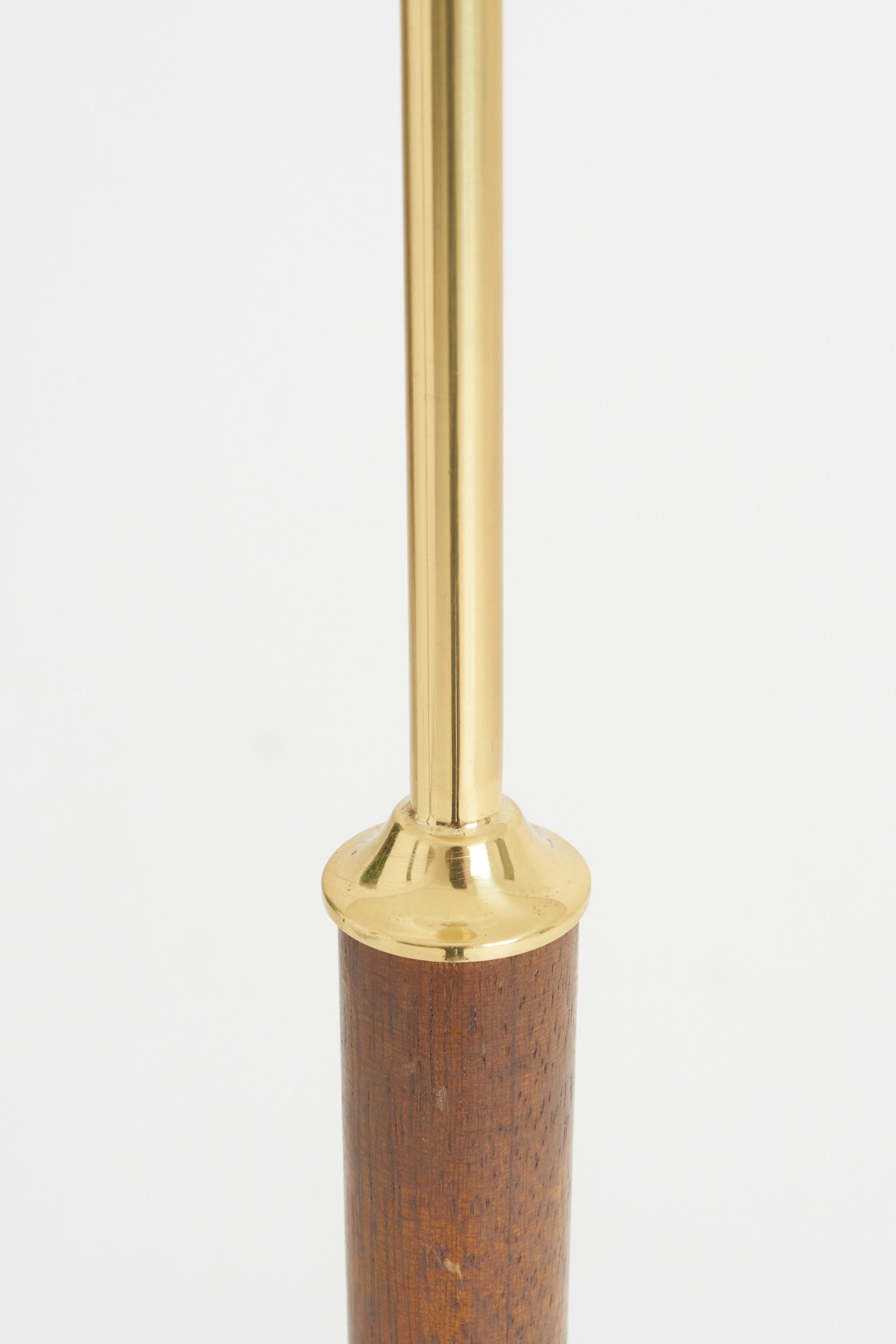 Late 20th Century Pair of Brass and Walnut Floor Lamps