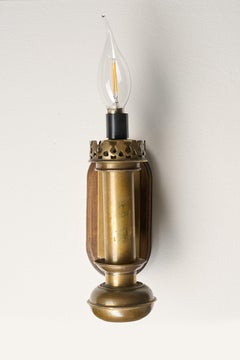 Pair of Brass and Wood Classic Wall Sconces